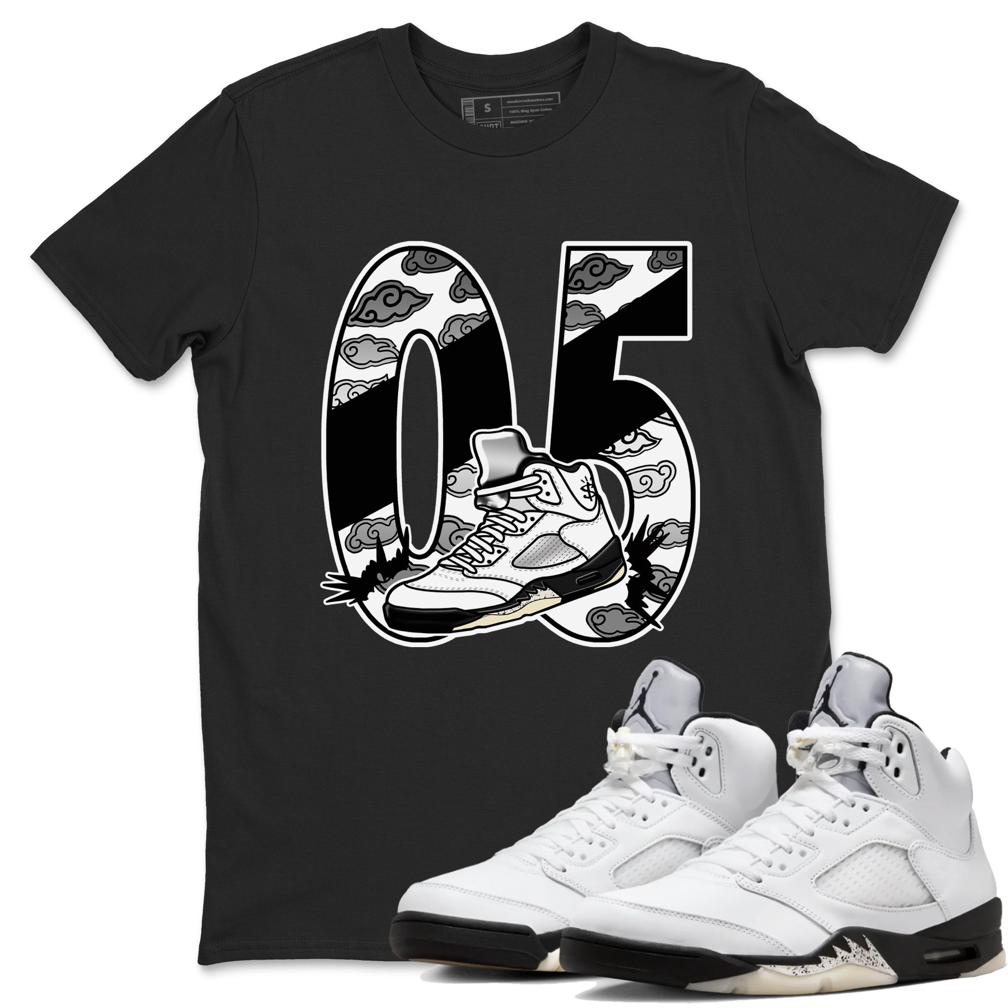 Aggressive Dribble snkmatch Tees - Air Jordan 5 White Black