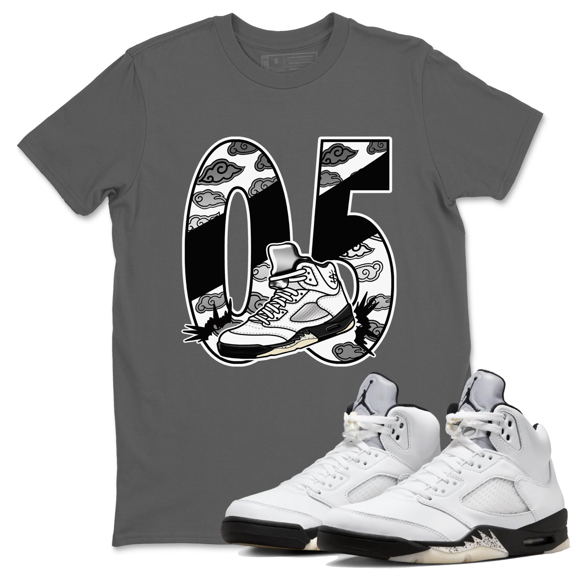 Aggressive Dribble snkmatch Tees - Air Jordan 5 White Black