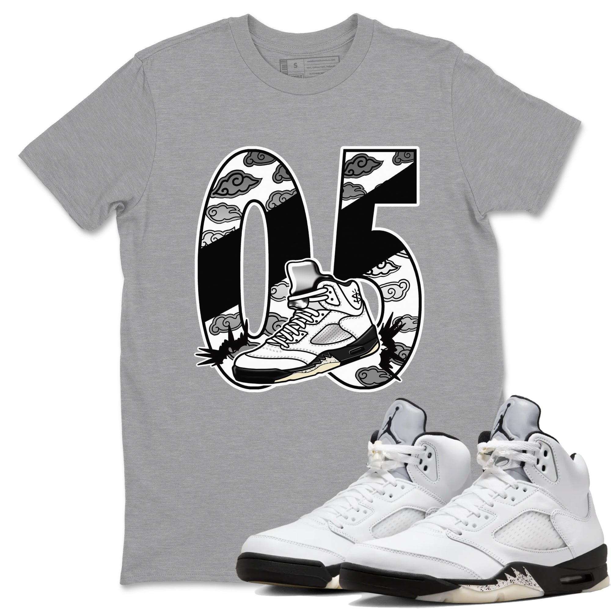 Aggressive Dribble snkmatch Tees - Air Jordan 5 White Black