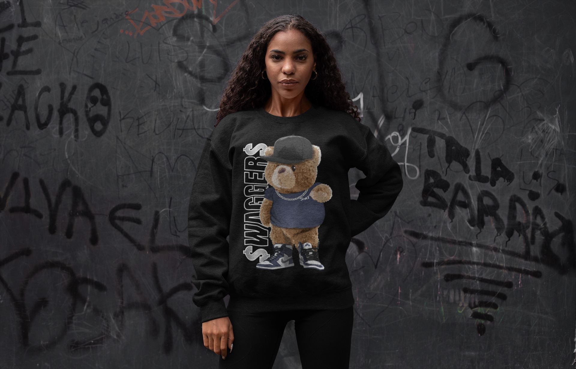 Bear Swaggers Unisex Tops - Air Jordan 1 Midnight Navy