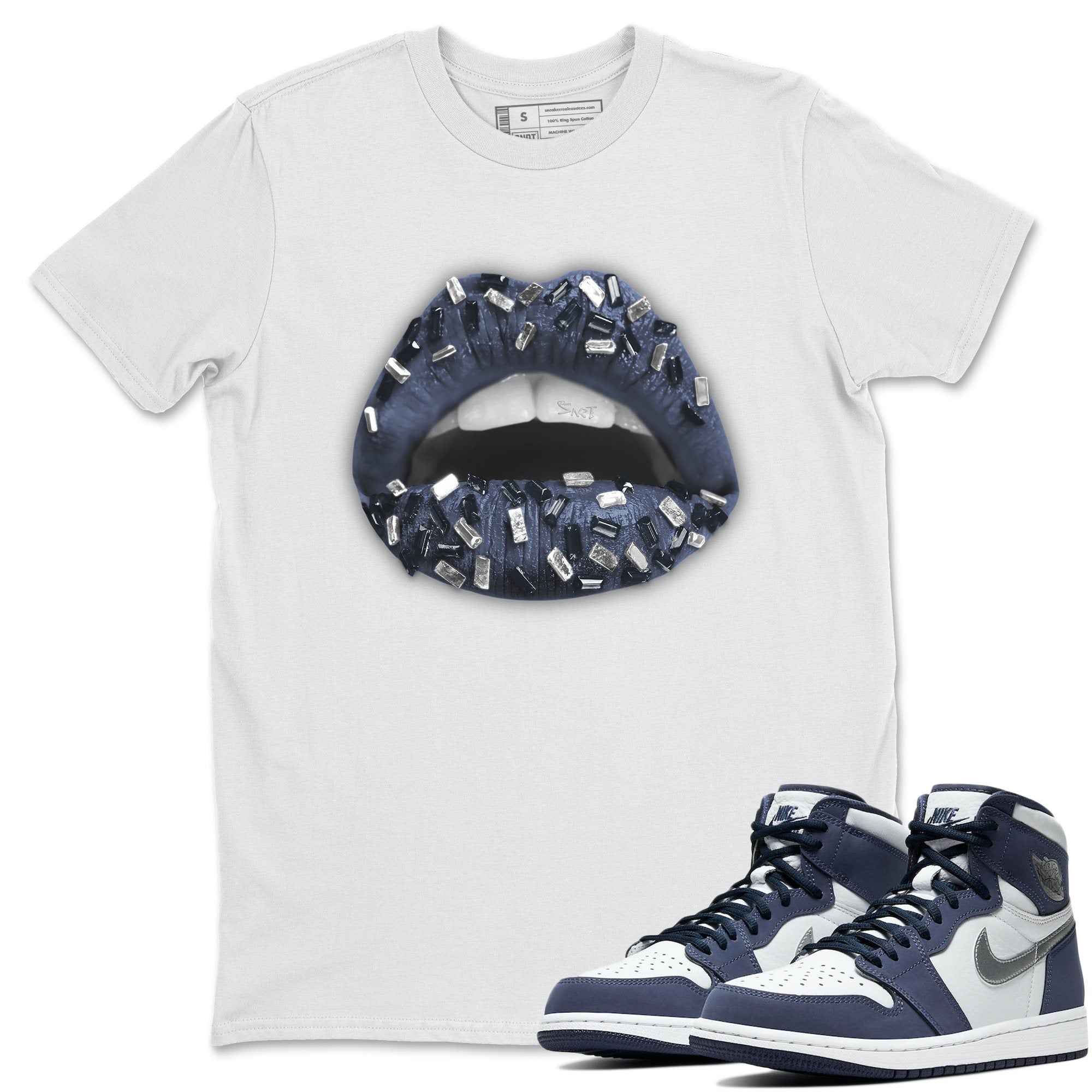 Lips Jewel Unisex Tops - Air Jordan 1 Midnight Navy