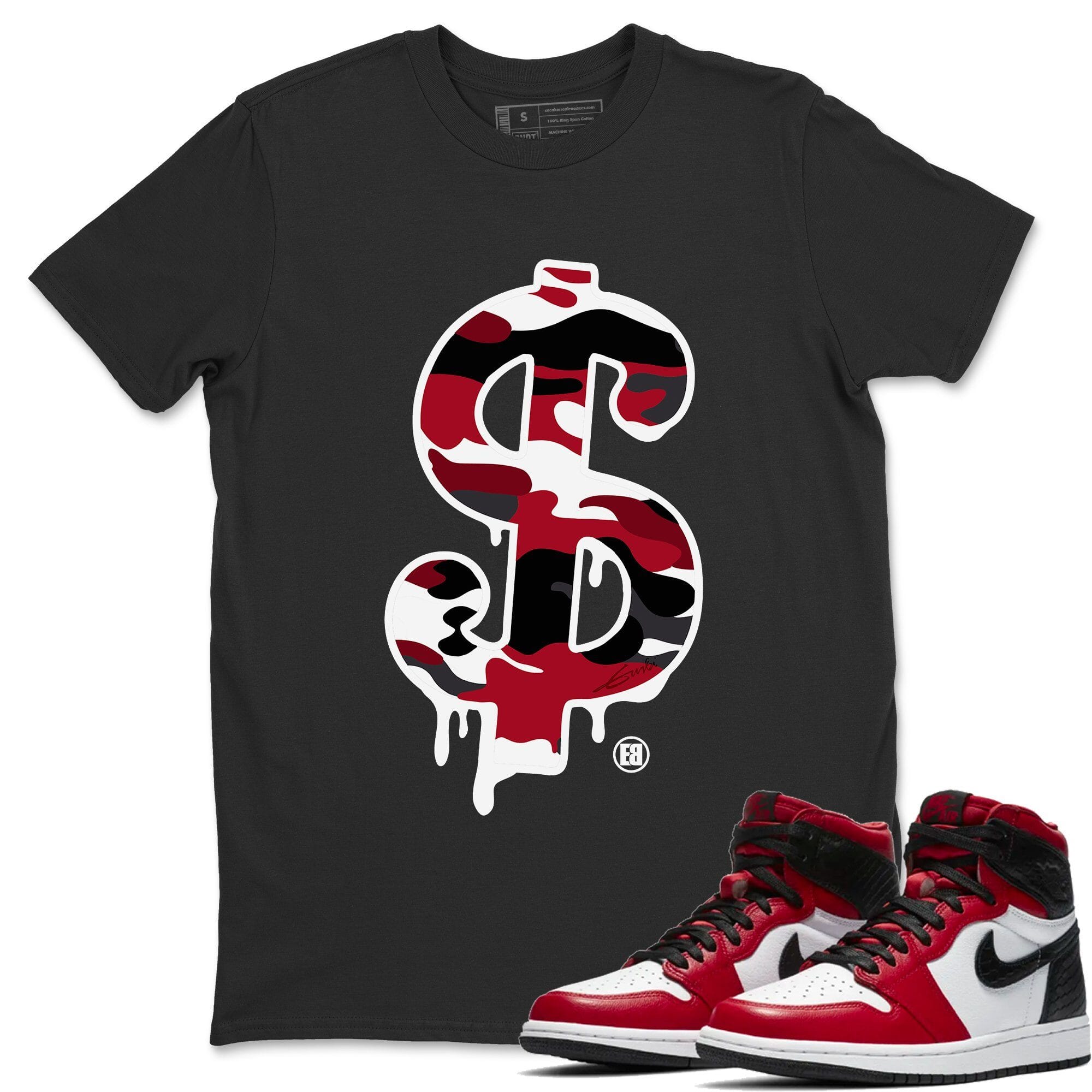 Dollar Camo Unisex Tops - Air Jordan 1 Satin Red