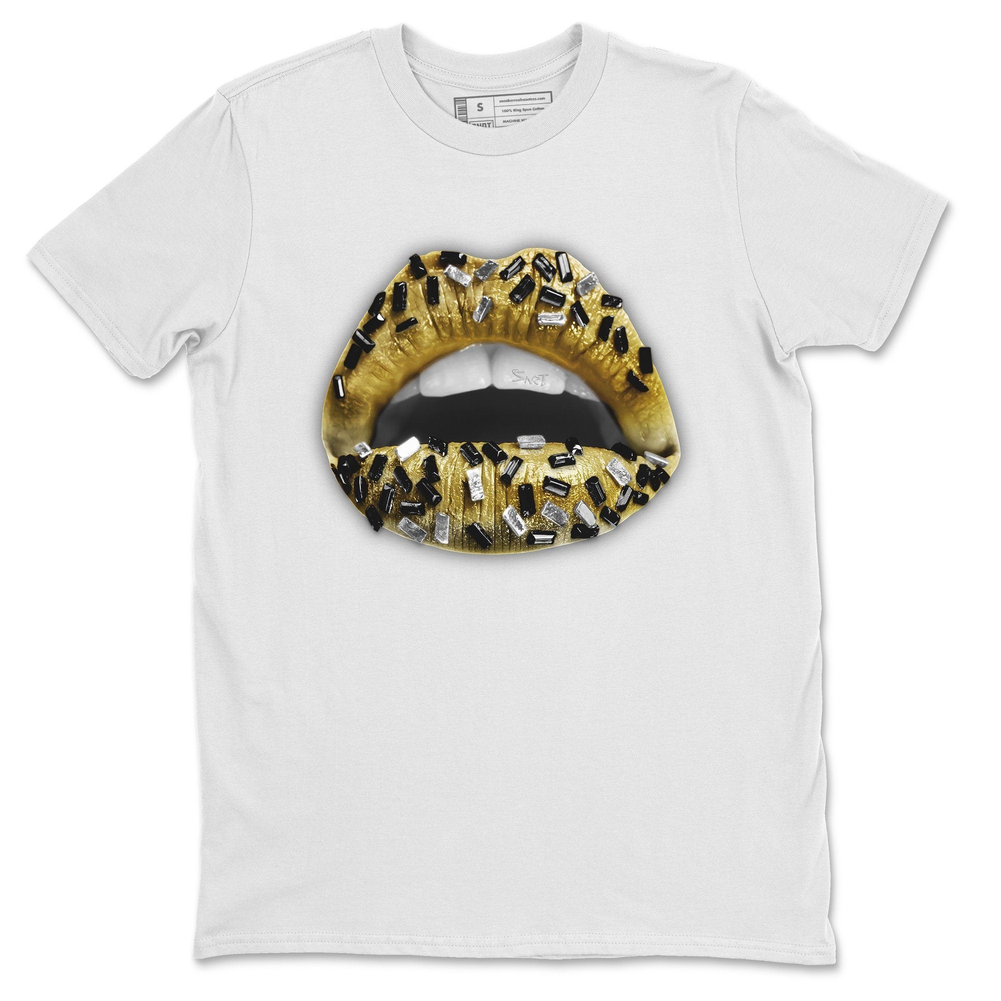 Lips Jewel Unisex Tops - Air Jordan 1 Metallic Gold