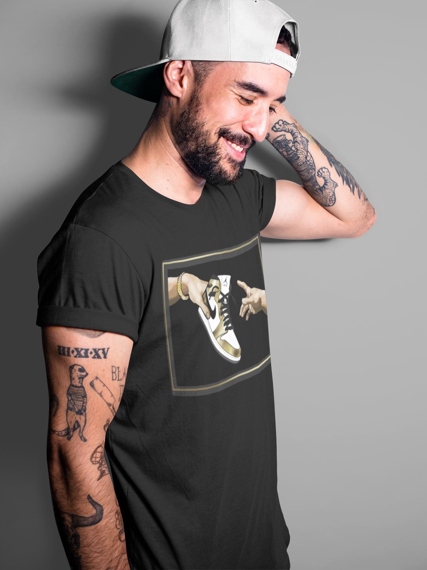 Adam's Creation Unisex Tops - Air Jordan 1 Metallic Gold