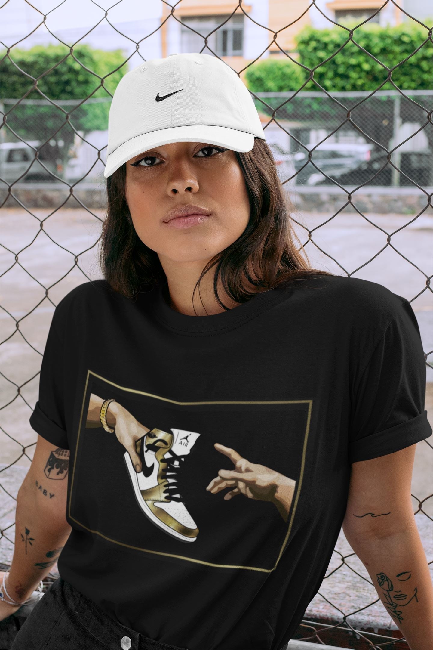 Adam's Creation Unisex Tops - Air Jordan 1 Metallic Gold