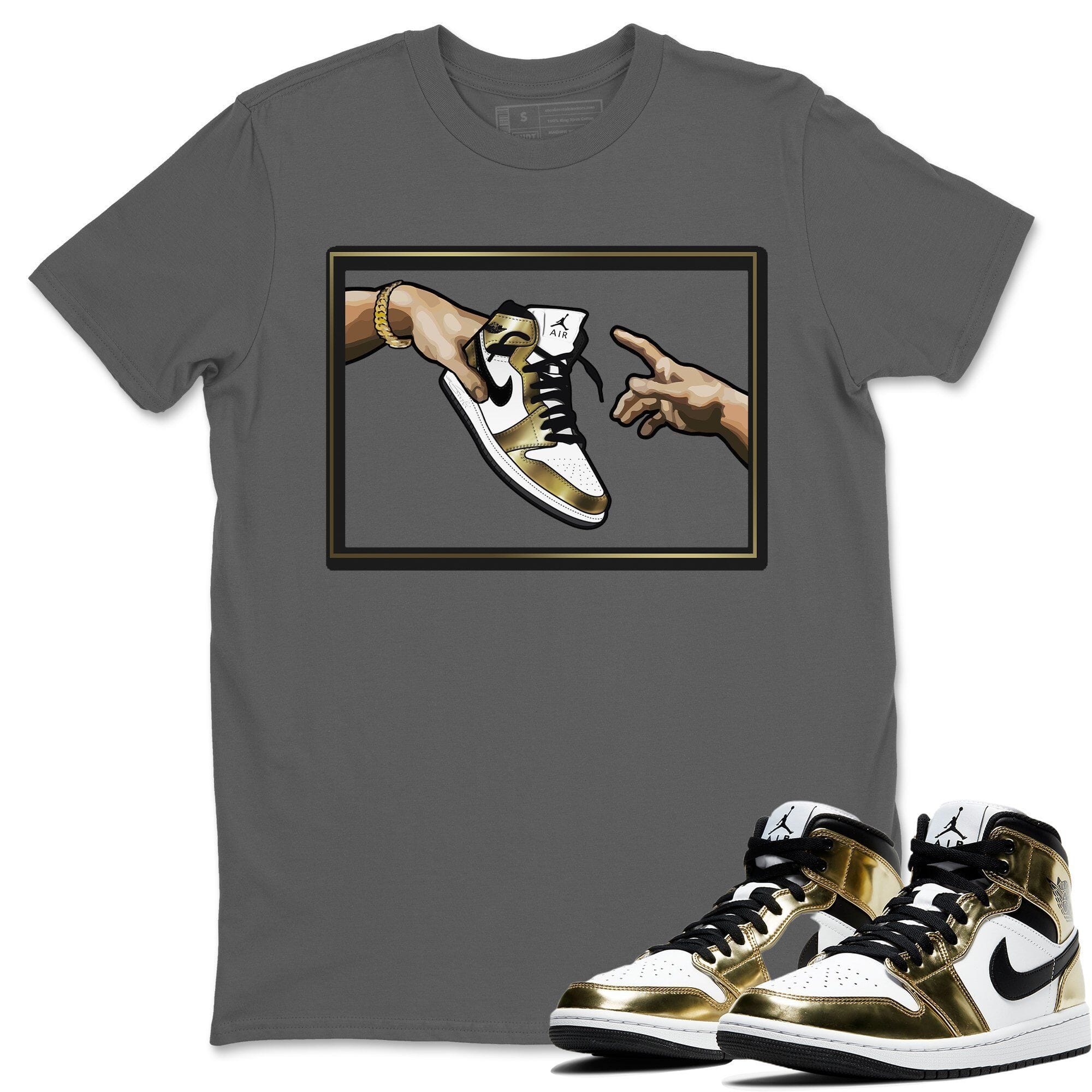 Adam's Creation Unisex Tops - Air Jordan 1 Metallic Gold