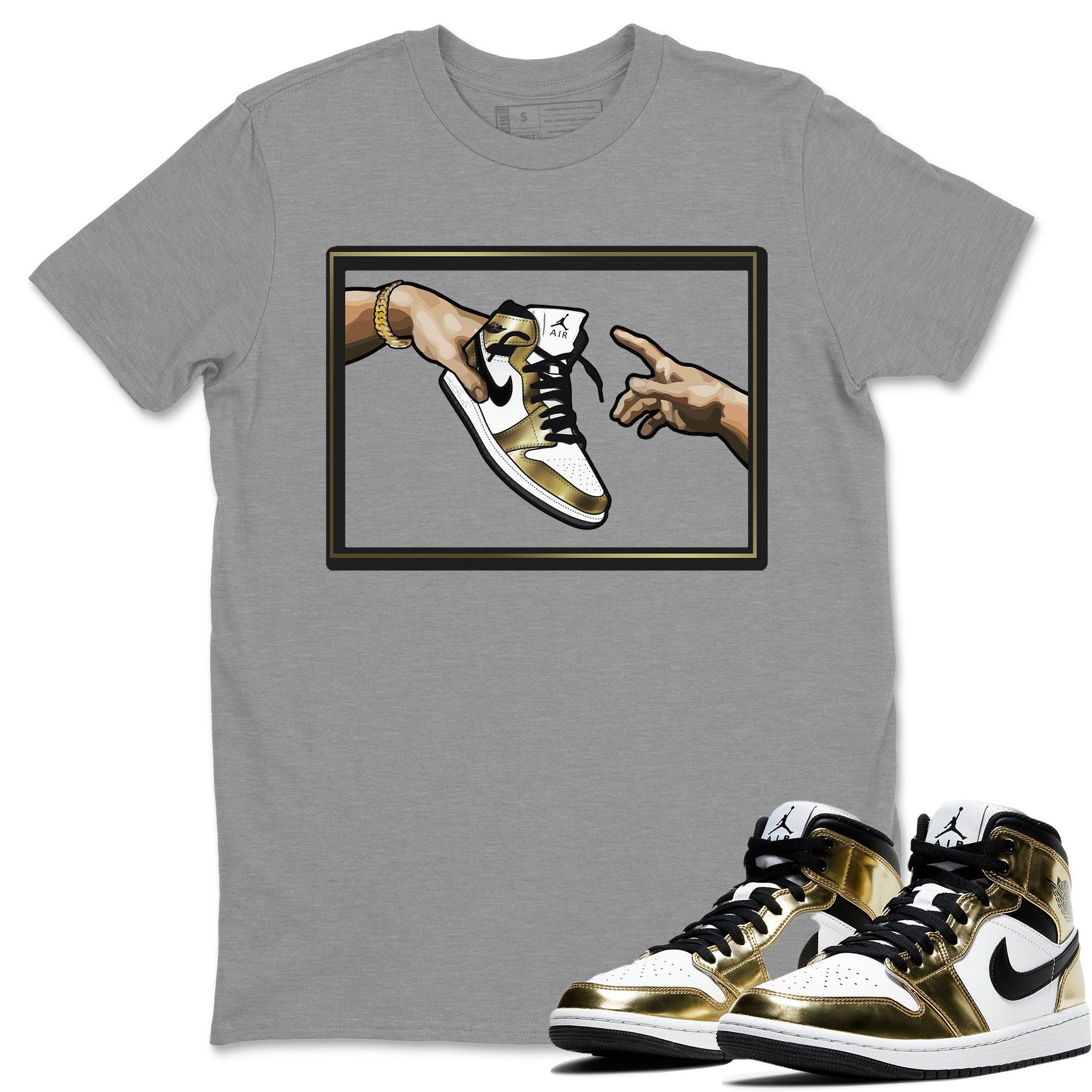 Adam's Creation Unisex Tops - Air Jordan 1 Metallic Gold