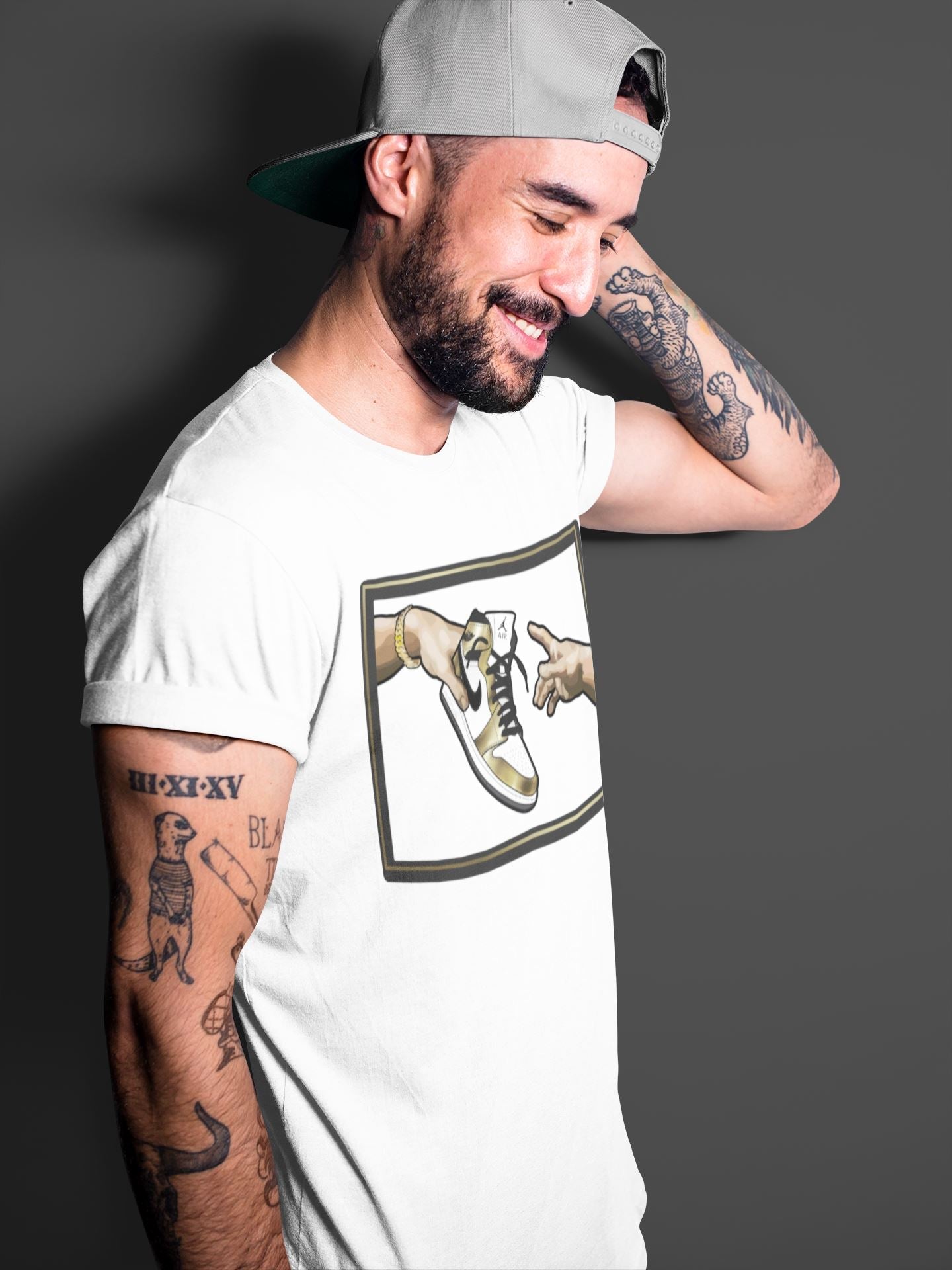 Adam's Creation Unisex Tops - Air Jordan 1 Metallic Gold