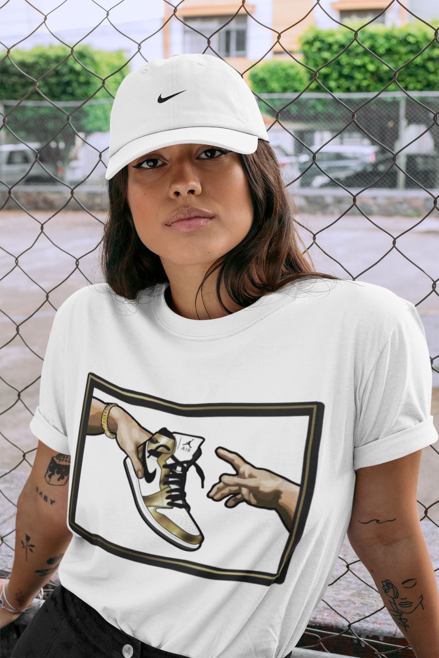 Adam's Creation Unisex Tops - Air Jordan 1 Metallic Gold