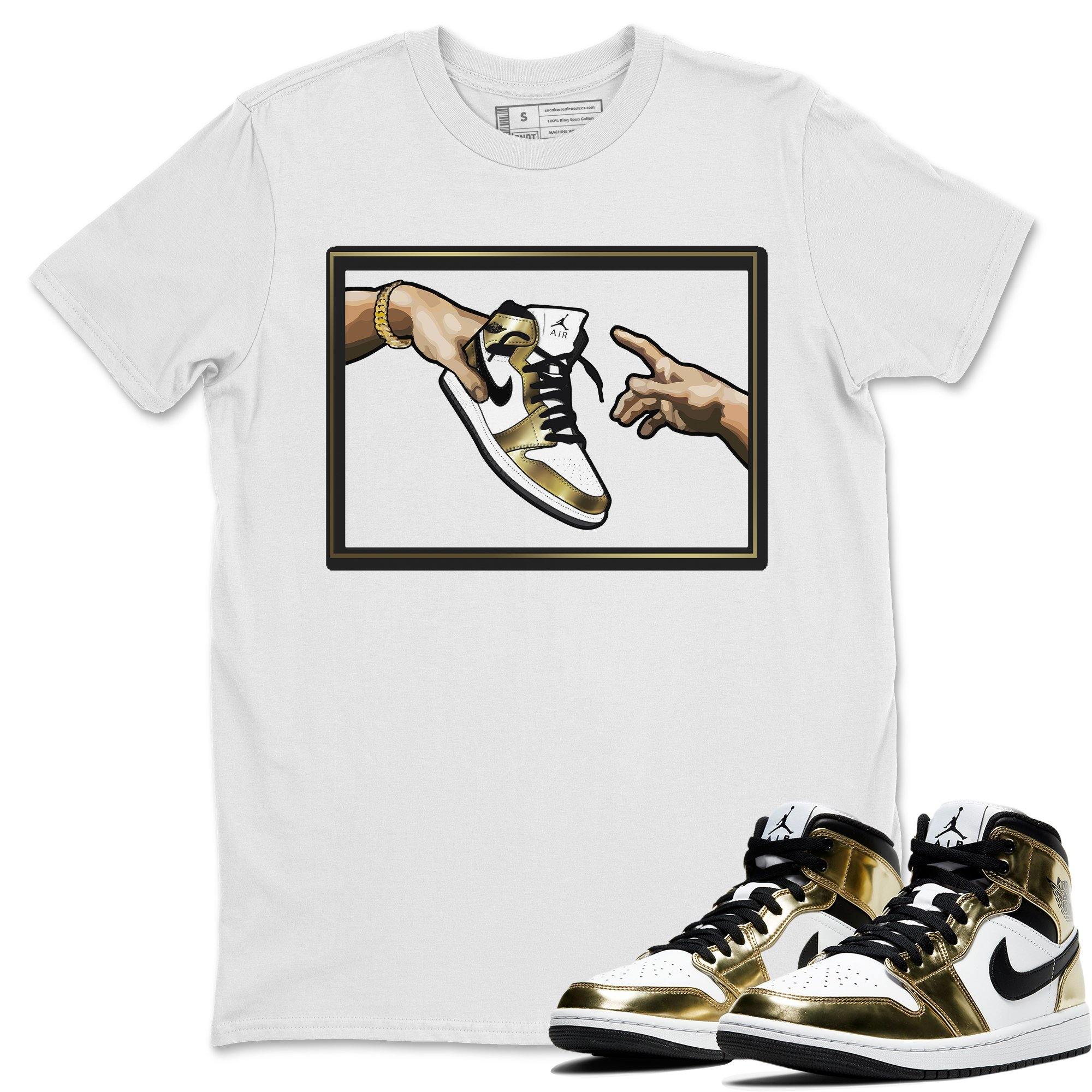 Adam's Creation Unisex Tops - Air Jordan 1 Metallic Gold