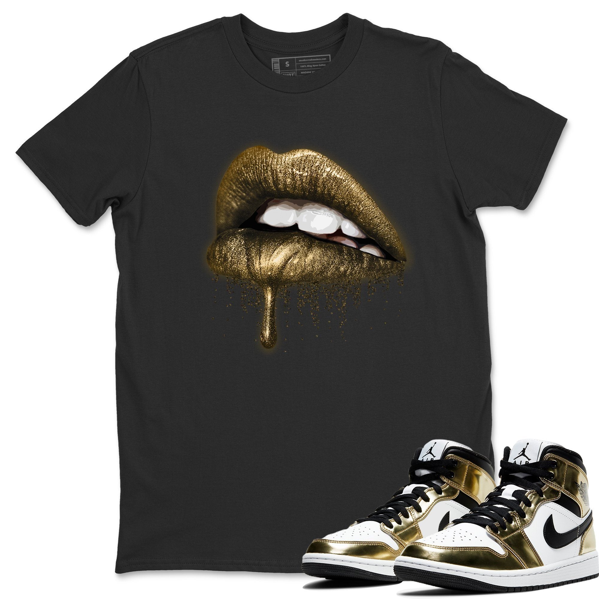 Dripping Lips Unisex Tops - Air Jordan 1 Metallic Gold