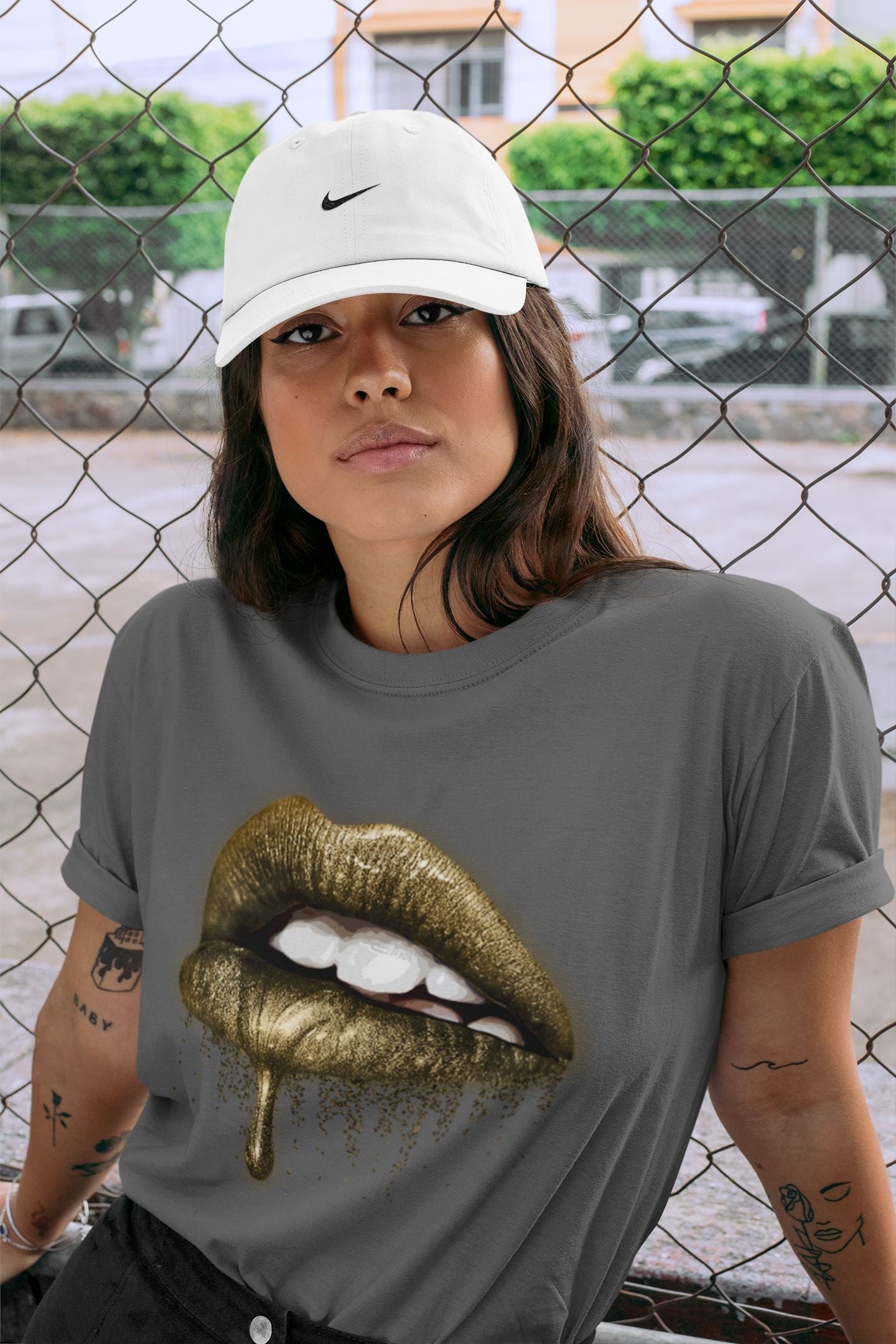 Dripping Lips Unisex Tops - Air Jordan 1 Metallic Gold