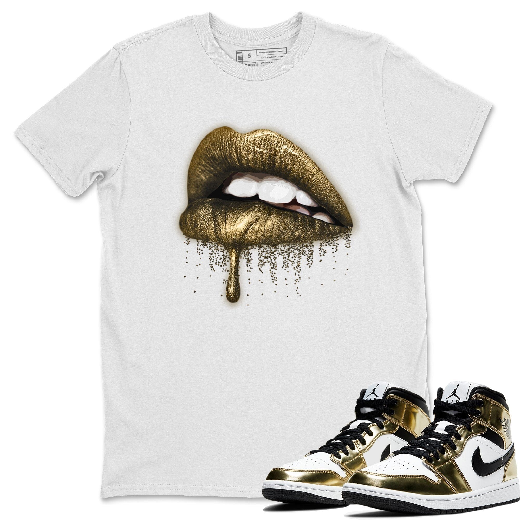 Dripping Lips Unisex Tops - Air Jordan 1 Metallic Gold