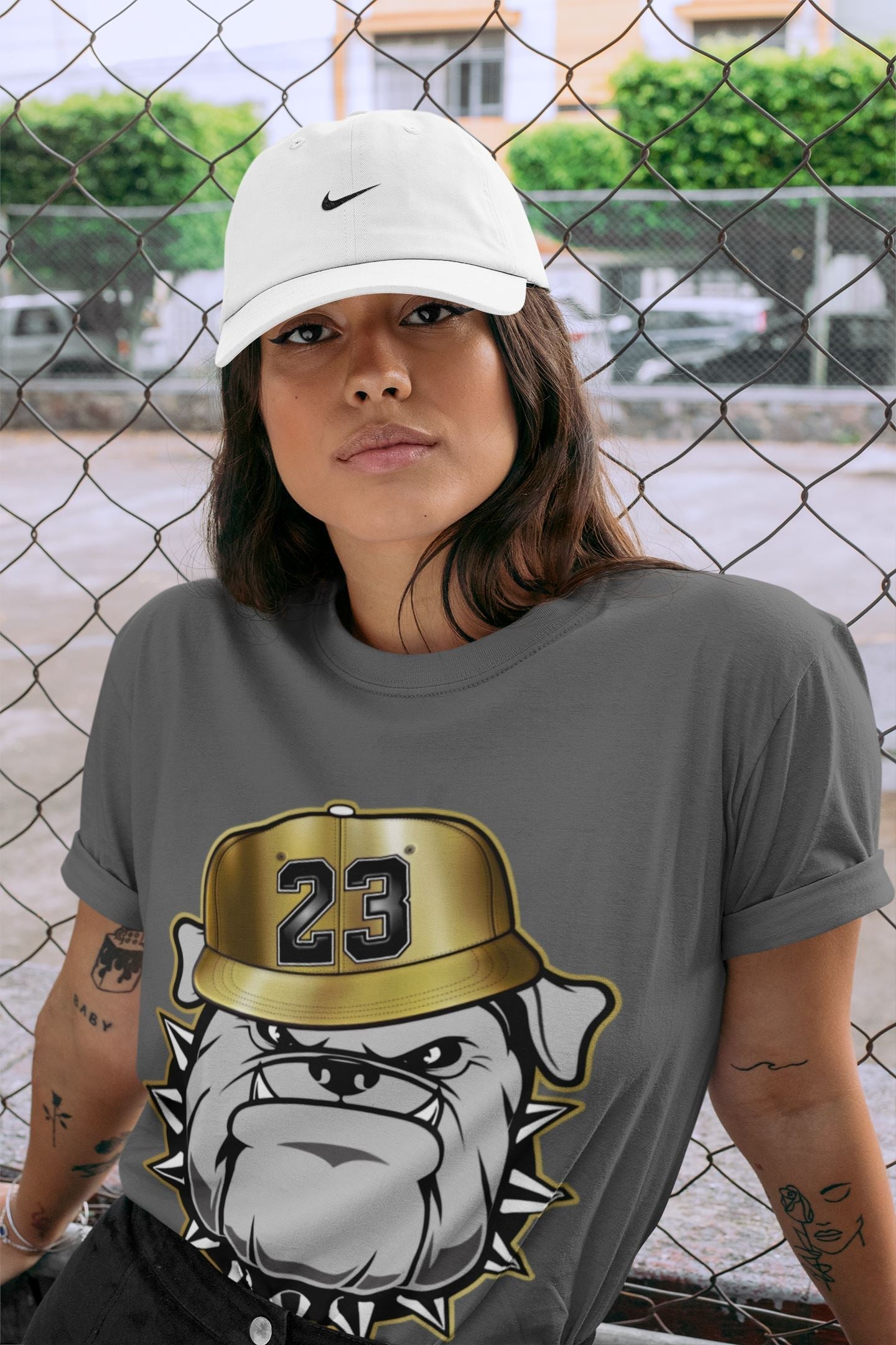 English Bulldog Unisex Tops - Air Jordan 1 Metallic Gold