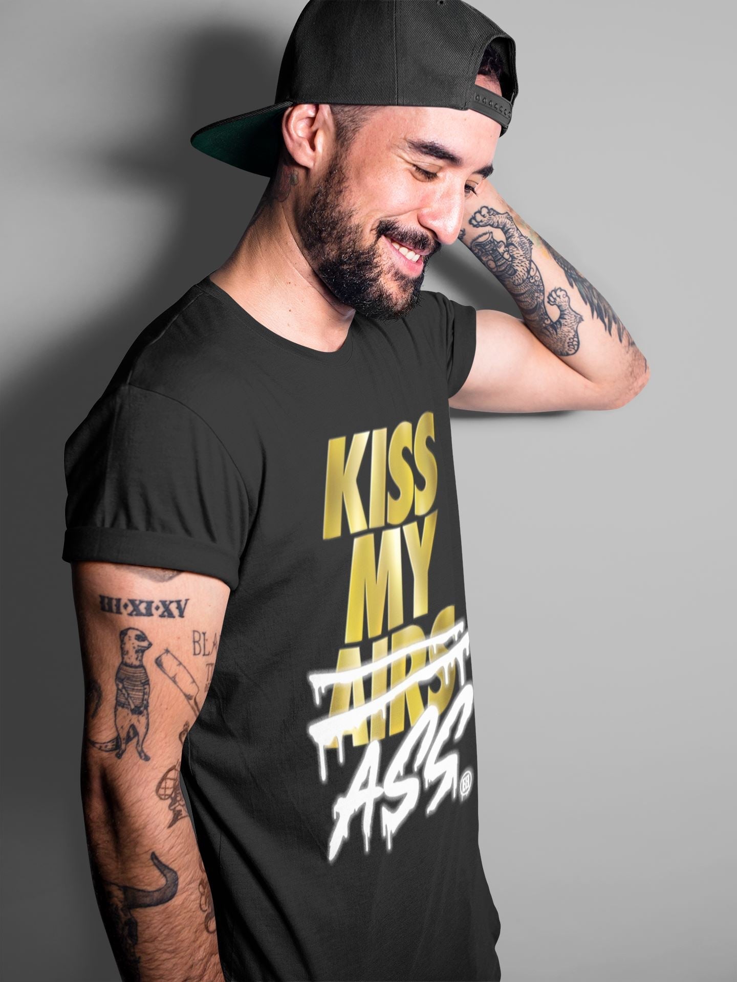 Kiss My Ass Unisex Tops - Air Jordan 1 Metallic Gold