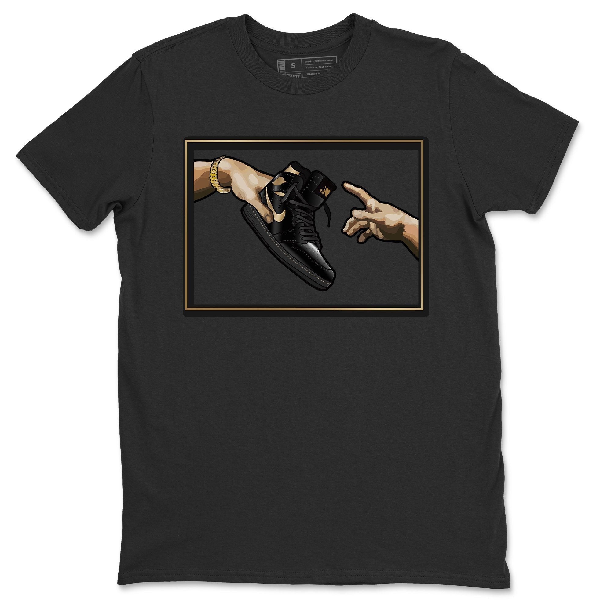 Adam's Creation Unisex Tops - Air Jordan 1 Black Metallic Gold