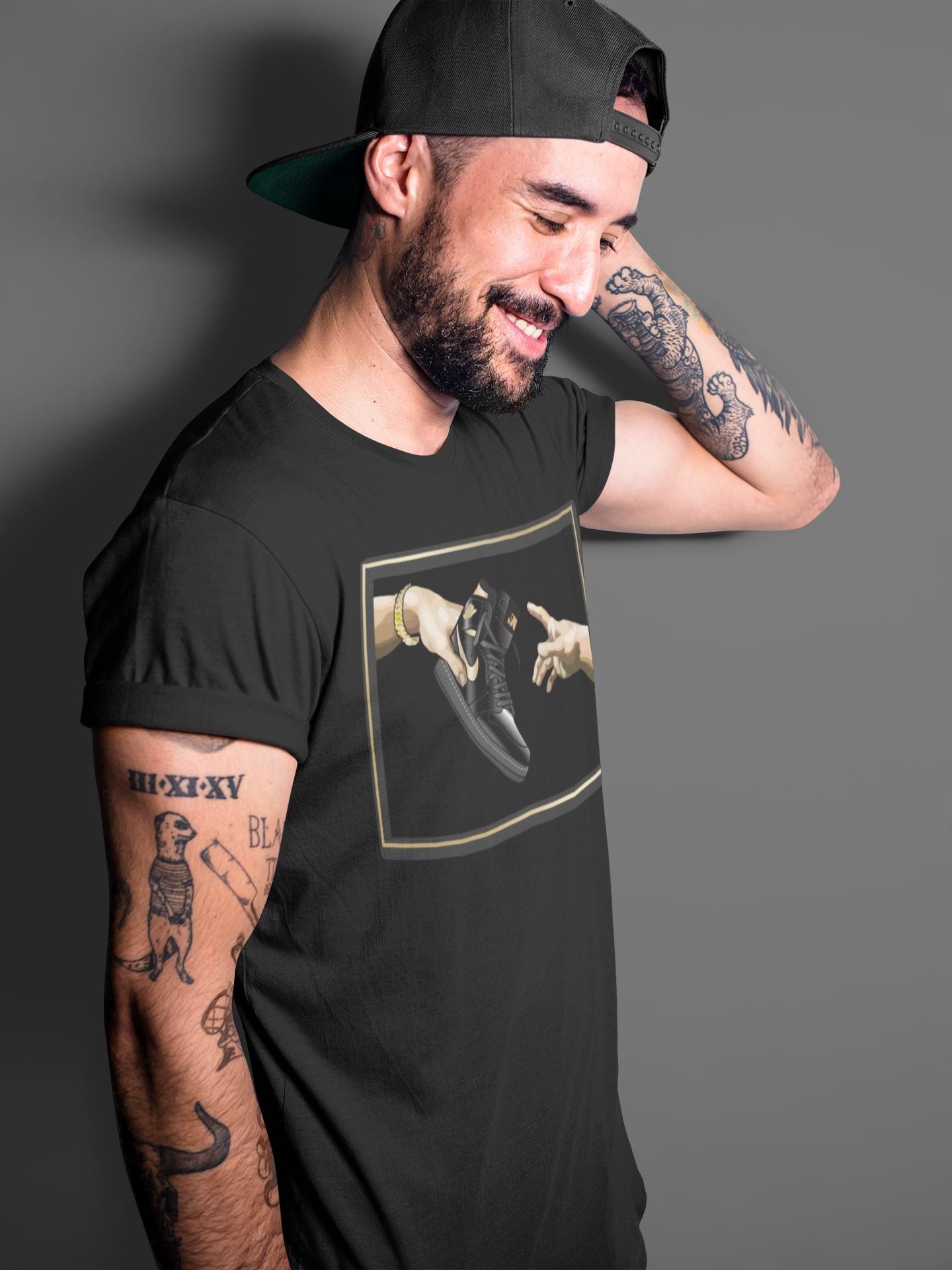 Adam's Creation Unisex Tops - Air Jordan 1 Black Metallic Gold