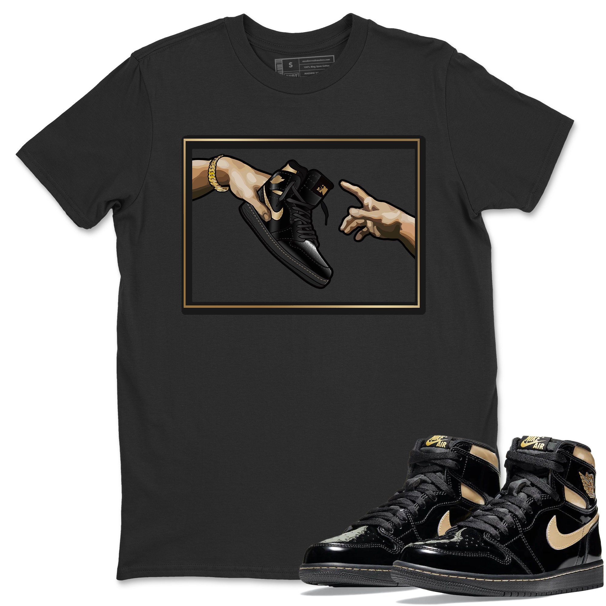 Adam's Creation Unisex Tops - Air Jordan 1 Black Metallic Gold