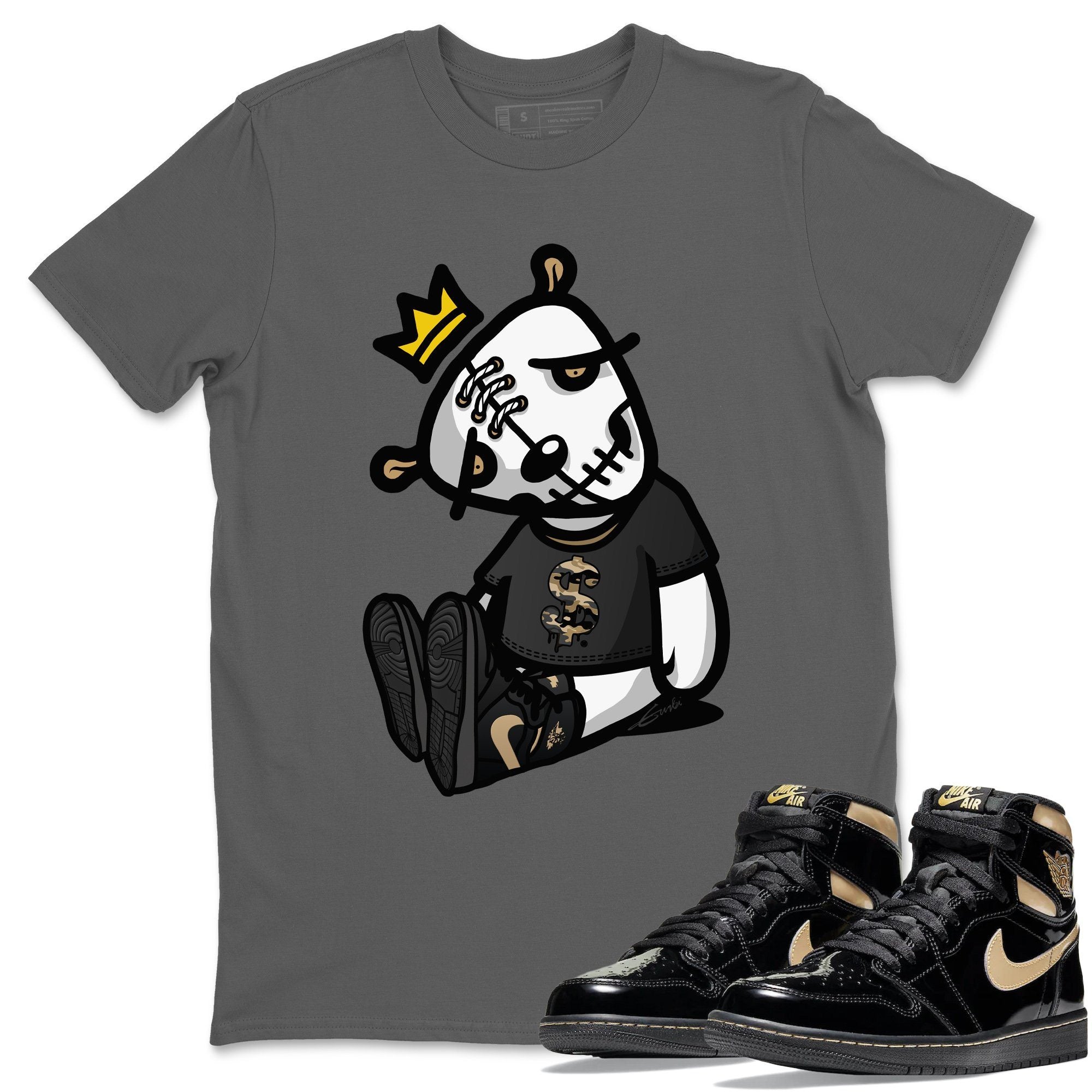 Dead Dolls Unisex Tops - Air Jordan 1 Black Metallic Gold