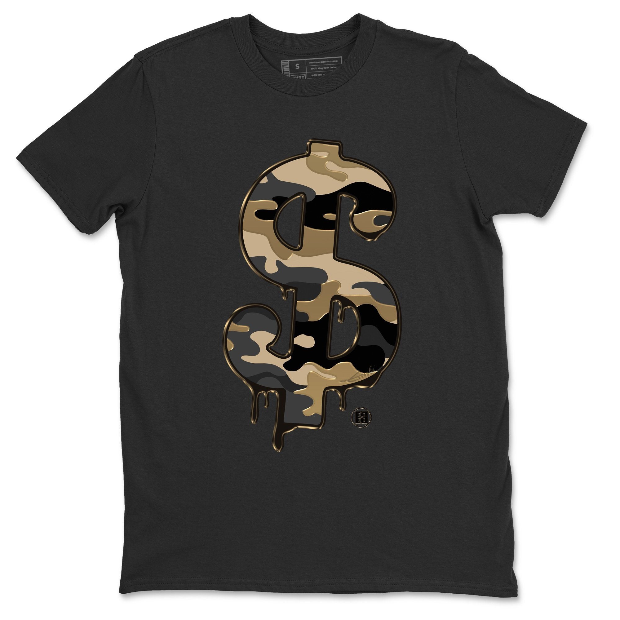 Dollar Camo Unisex Tops - Air Jordan 1 Black Metallic Gold