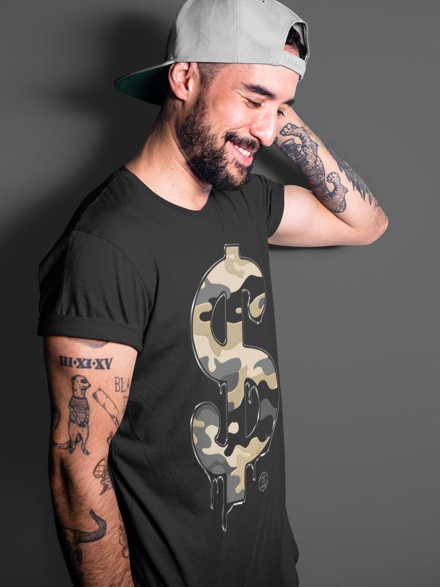 Dollar Camo Unisex Tops - Air Jordan 1 Black Metallic Gold