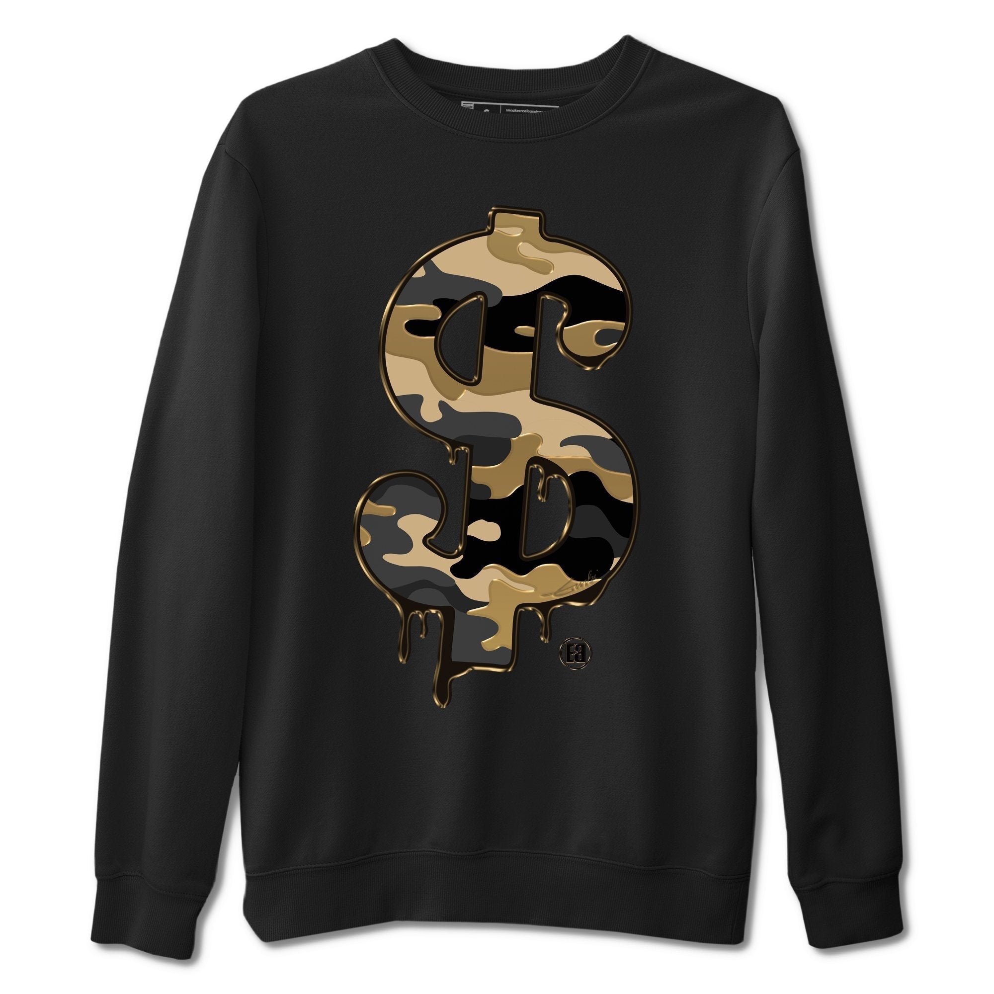 Dollar Camo Unisex Tops - Air Jordan 1 Black Metallic Gold