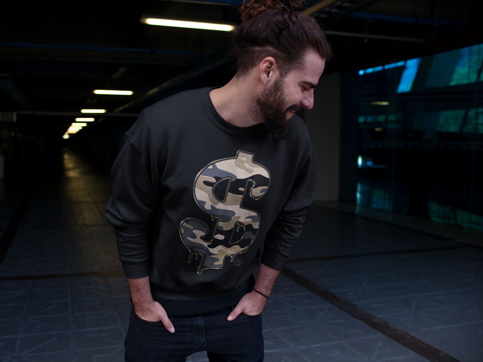 Dollar Camo Unisex Tops - Air Jordan 1 Black Metallic Gold