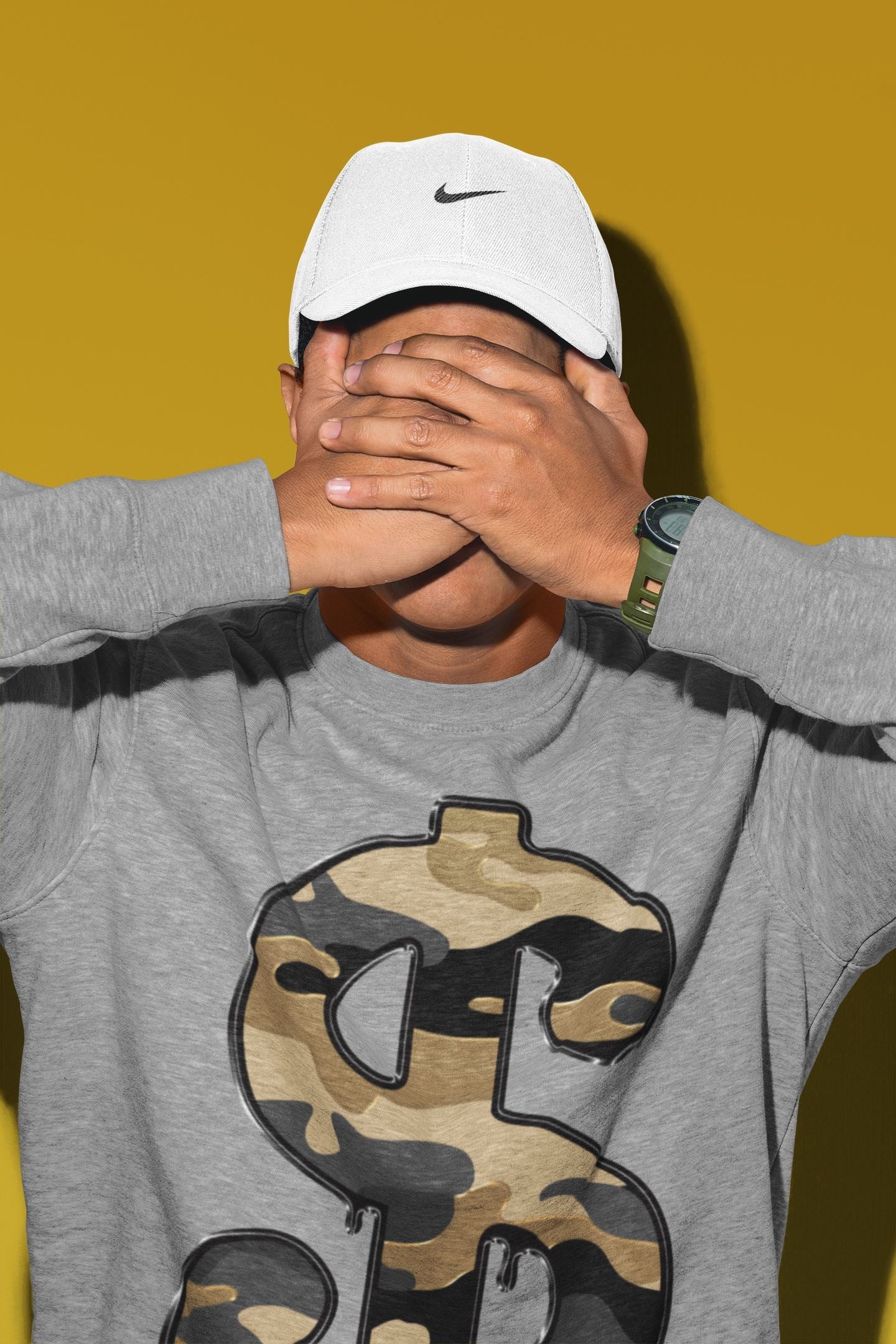 Dollar Camo Unisex Tops - Air Jordan 1 Black Metallic Gold