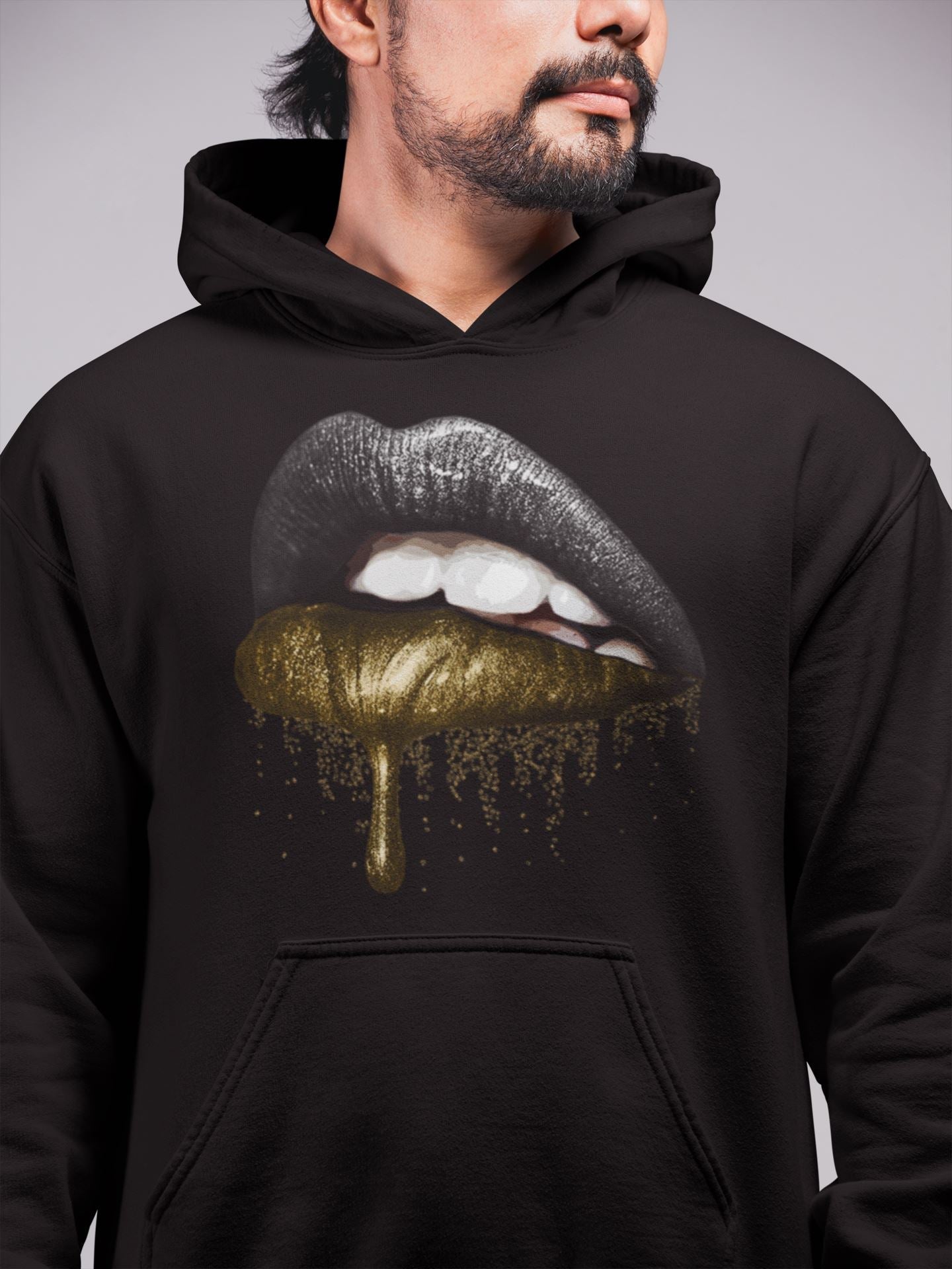 Dripping Lips Unisex Tops - Air Jordan 1 Black Metallic Gold