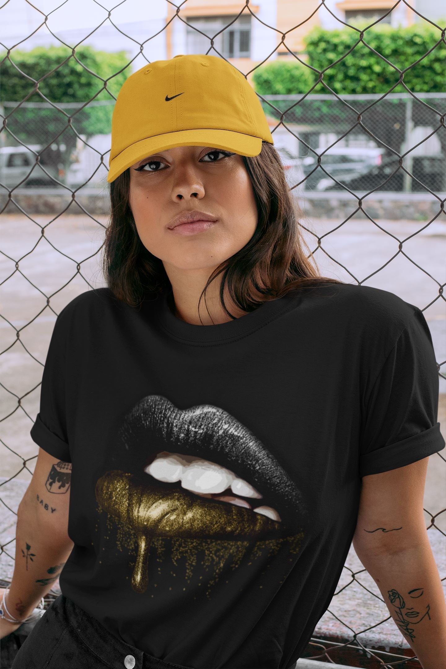 Dripping Lips Unisex Tops - Air Jordan 1 Black Metallic Gold