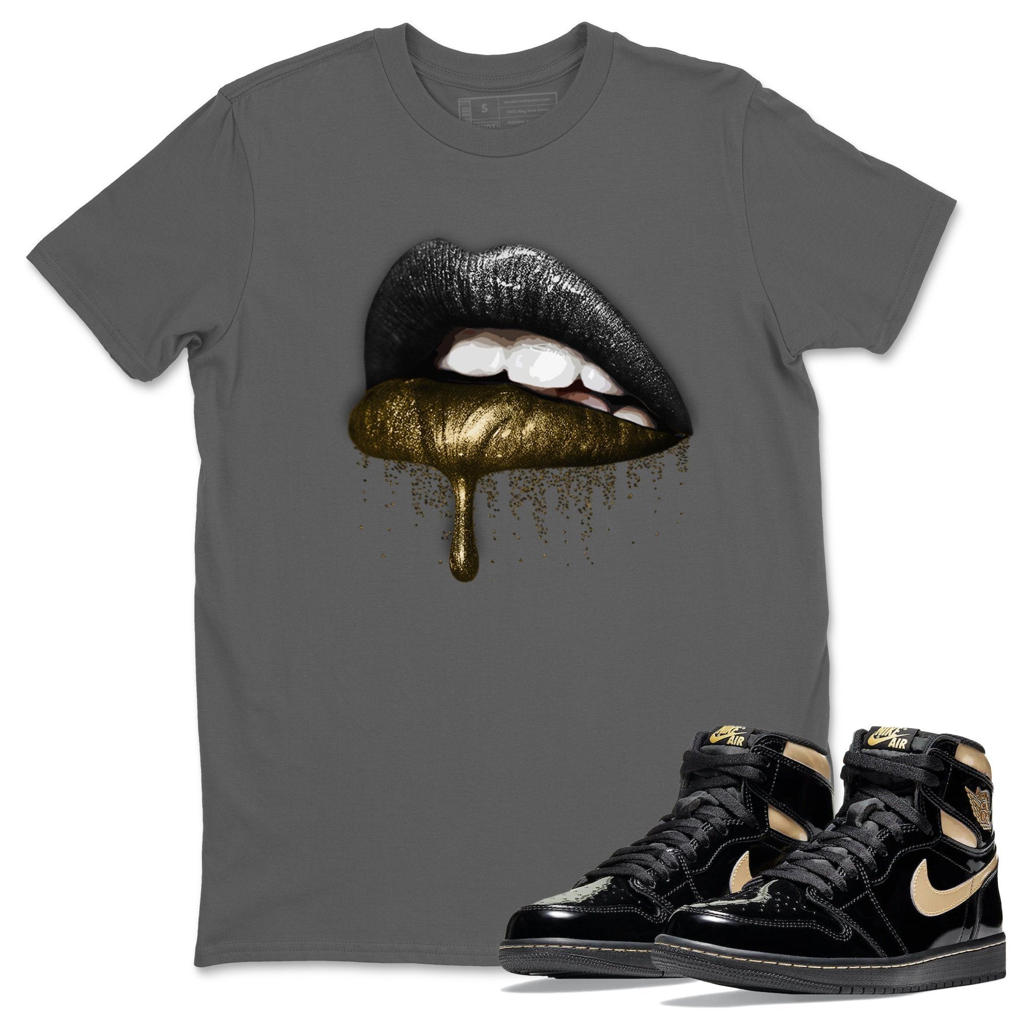 Dripping Lips Unisex Tops - Air Jordan 1 Black Metallic Gold
