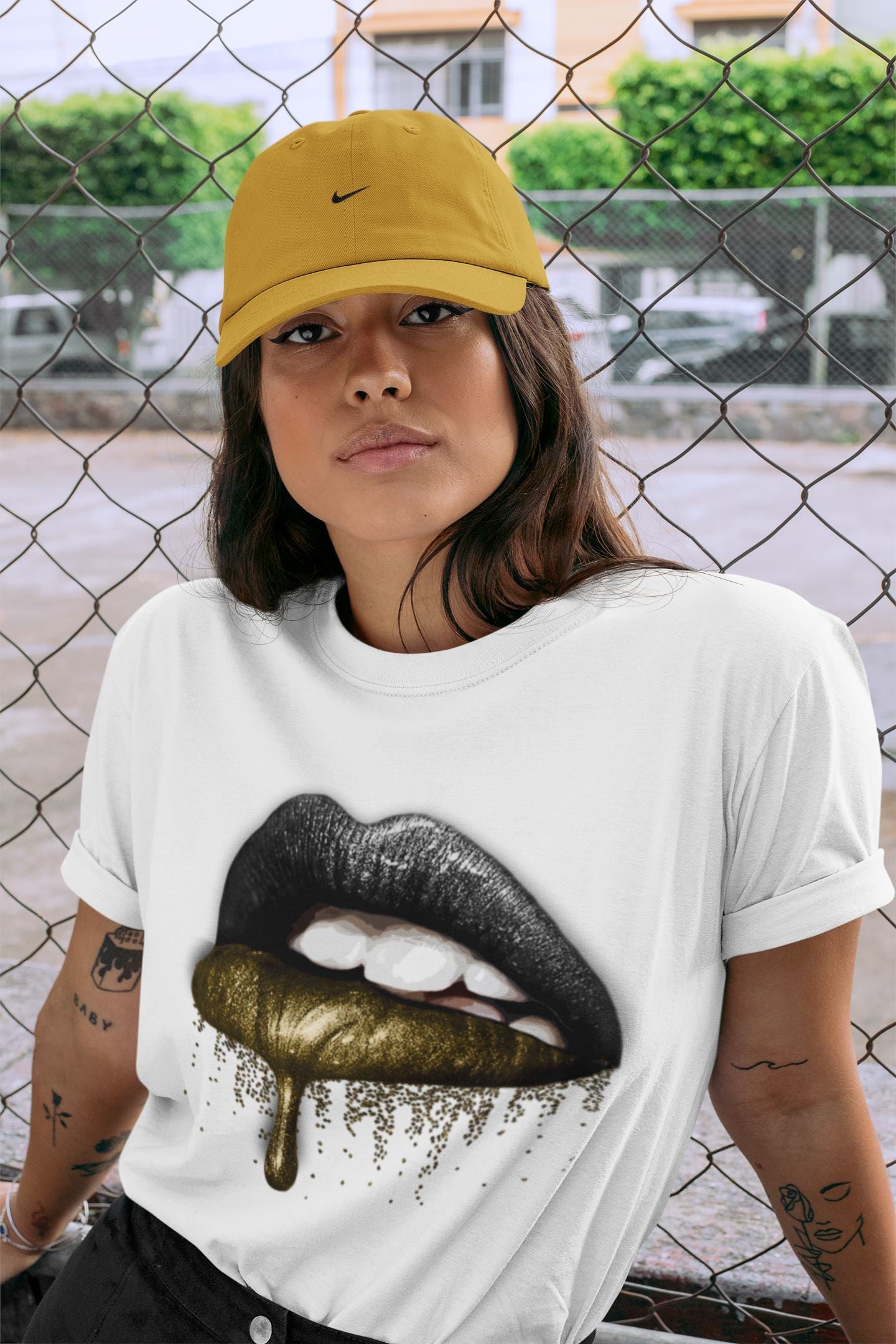 Dripping Lips Unisex Tops - Air Jordan 1 Black Metallic Gold