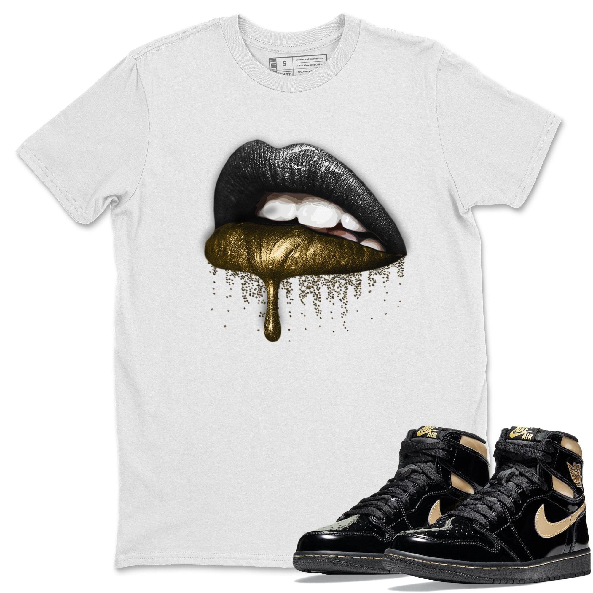 Dripping Lips Unisex Tops - Air Jordan 1 Black Metallic Gold