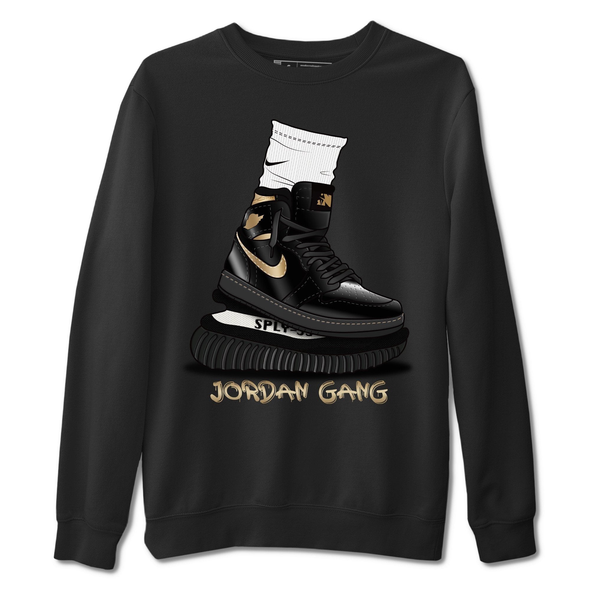 Air Jordan Gang Unisex Tops - Air Jordan 1 Black Metallic Gold