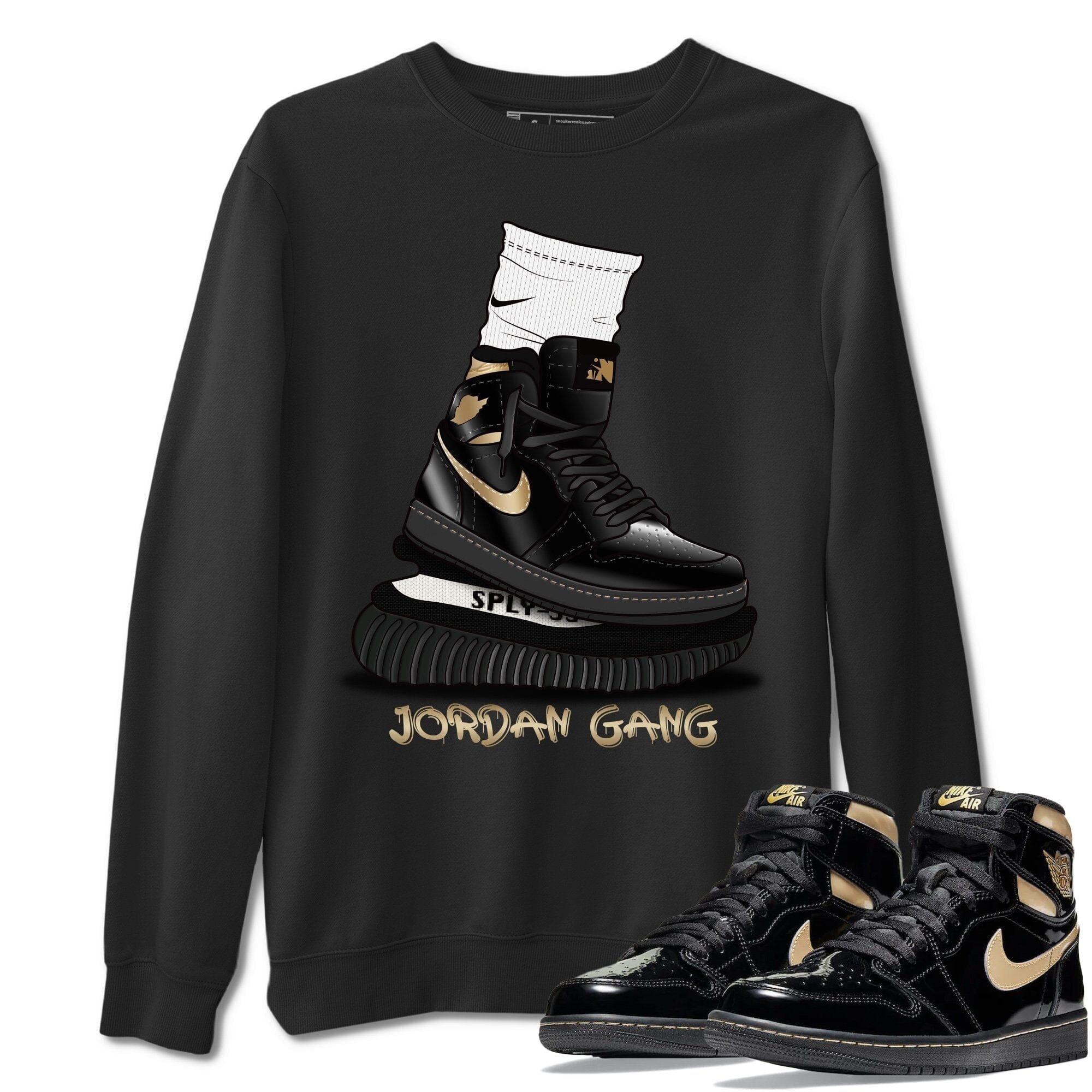 Air Jordan Gang Unisex Tops - Air Jordan 1 Black Metallic Gold