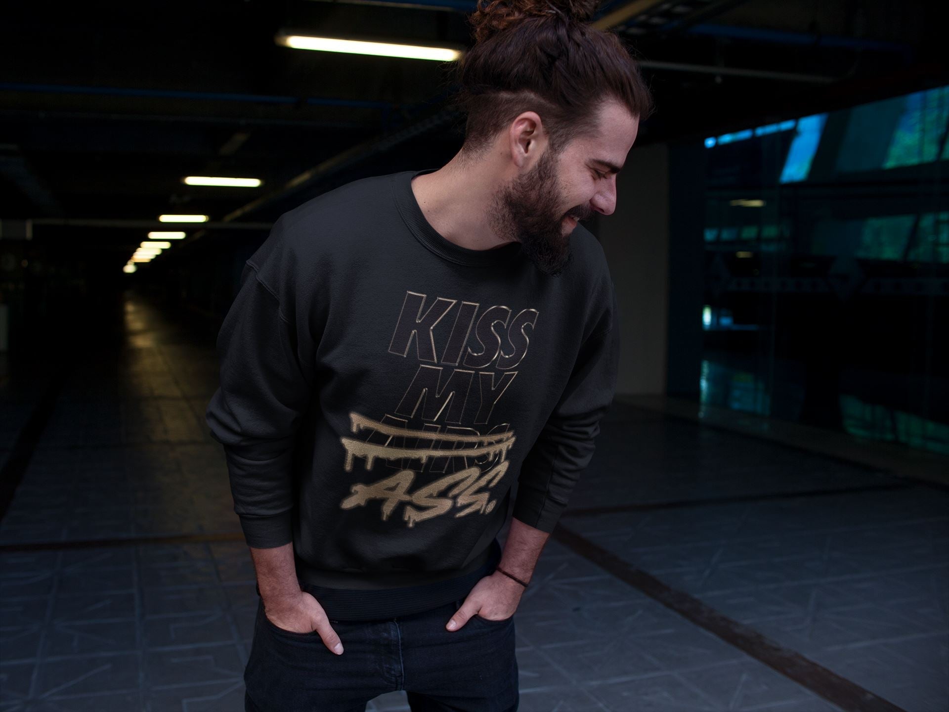 Kiss My Ass Unisex Tops - Air Jordan 1 Black Metallic Gold