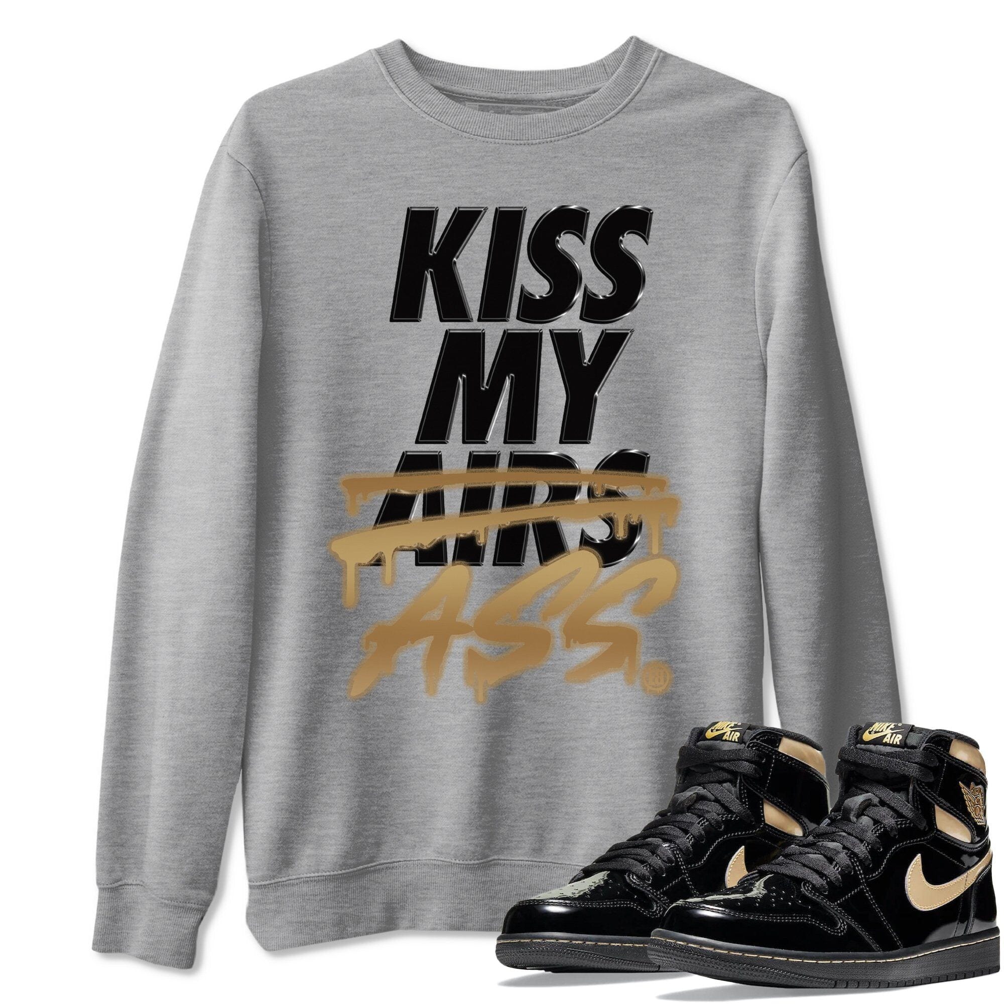 Kiss My Ass Unisex Tops - Air Jordan 1 Black Metallic Gold