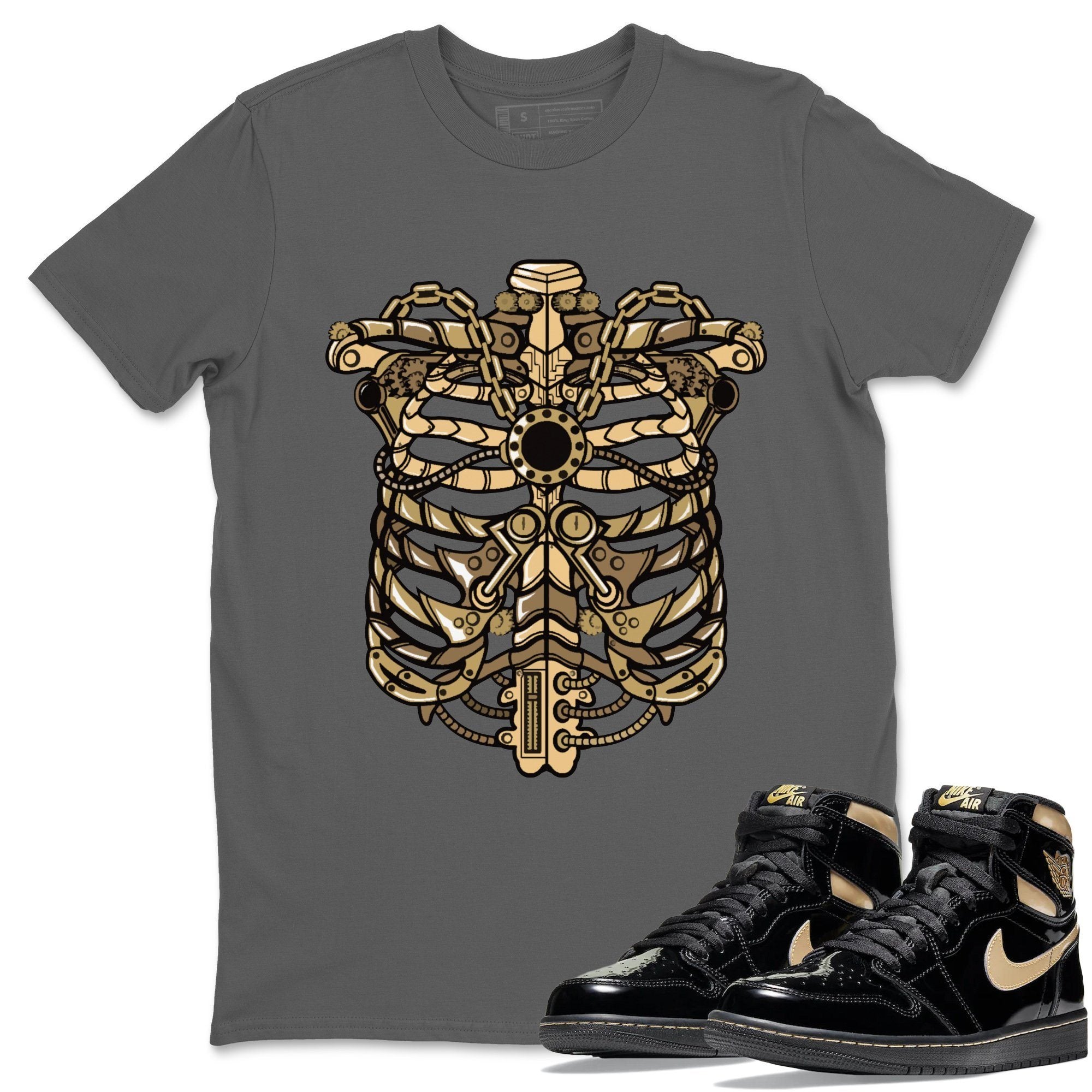 Metallic Ribcage Unisex Tops - Air Jordan 1 Black Metallic Gold