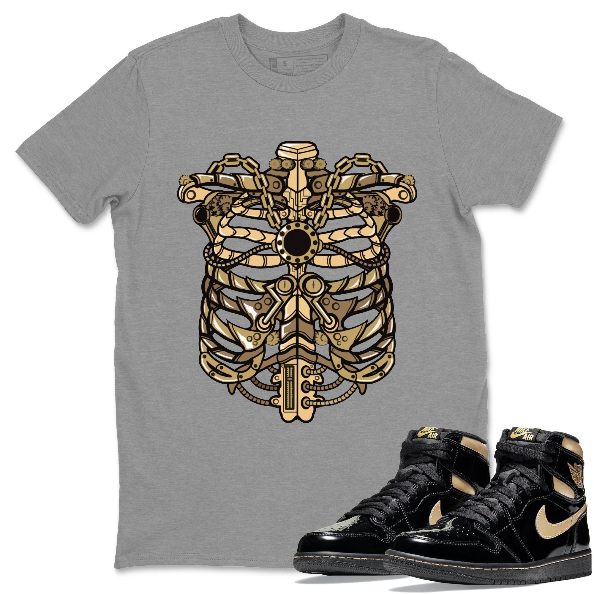 Metallic Ribcage Unisex Tops - Air Jordan 1 Black Metallic Gold