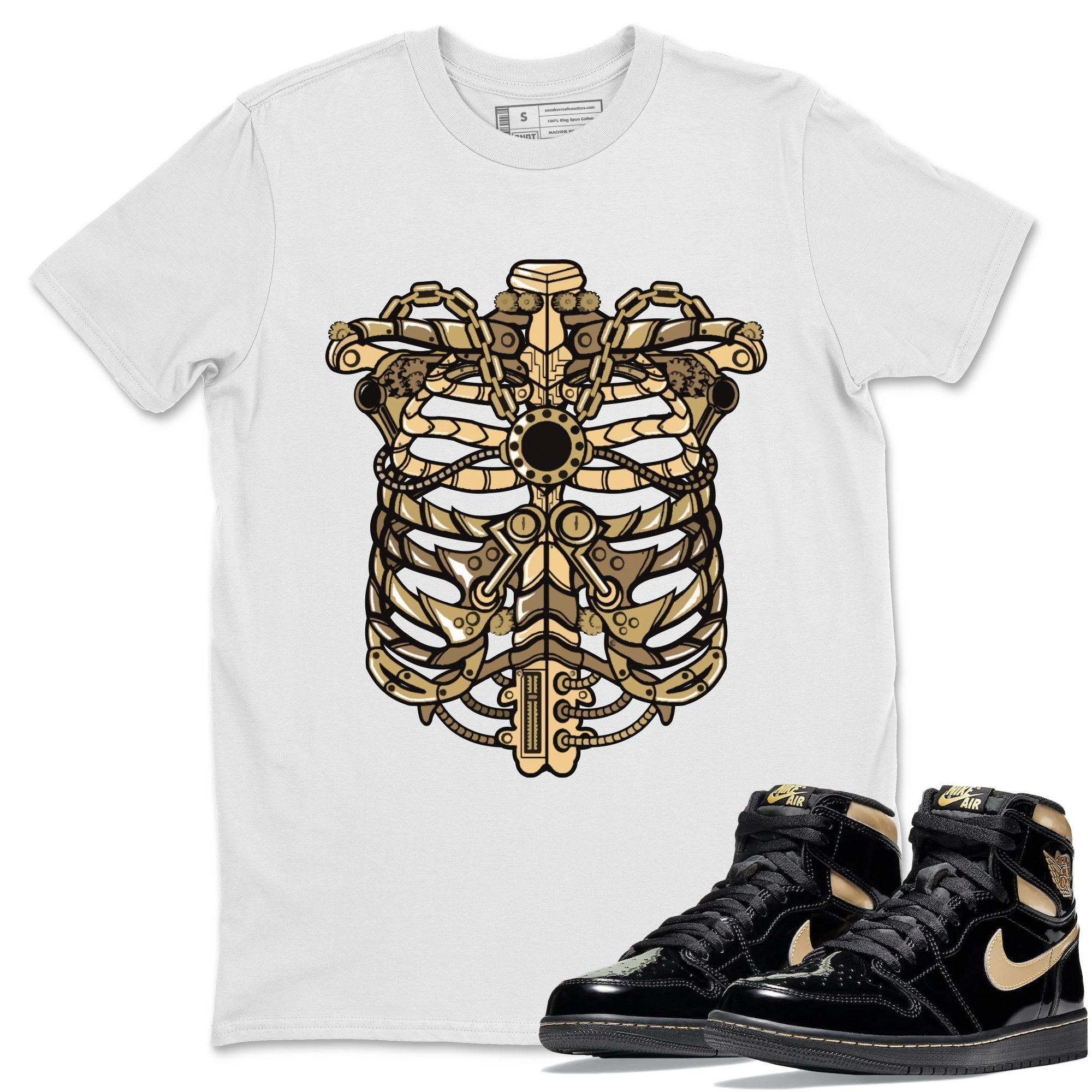Metallic Ribcage Unisex Tops - Air Jordan 1 Black Metallic Gold