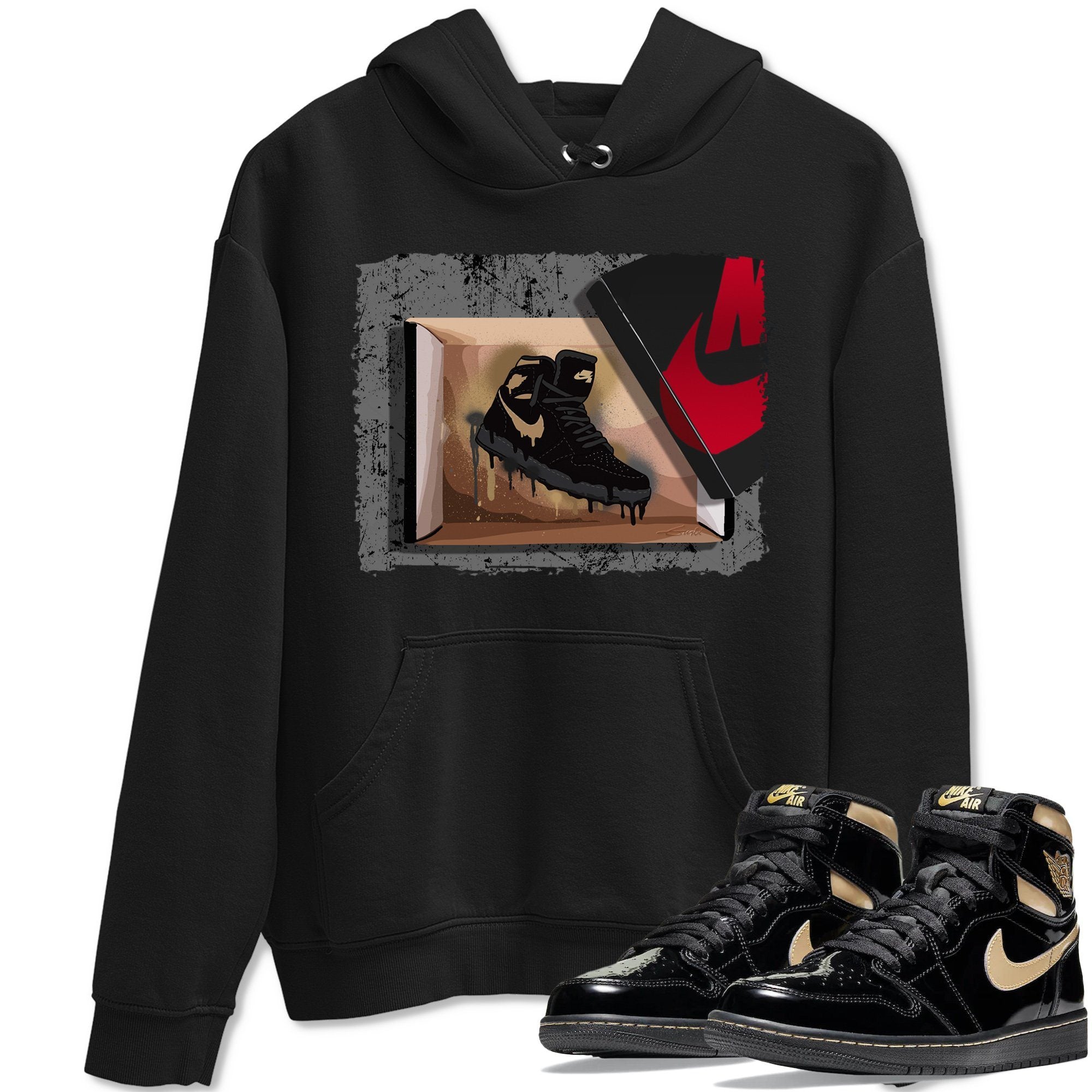 New Kicks Unisex Tops - Air Jordan 1 Black Metallic Gold