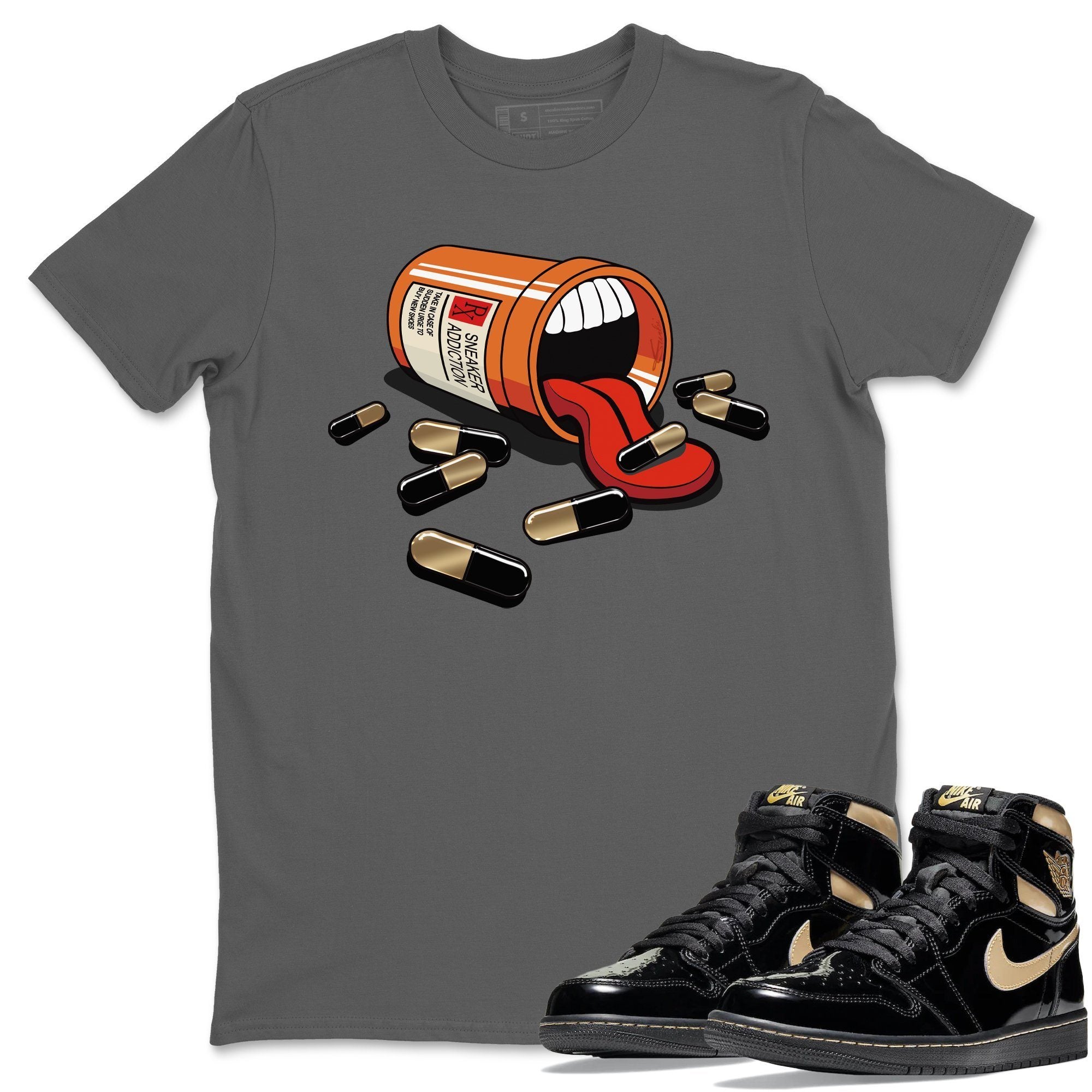 snkmatch Addiction Unisex Tops - Air Jordan 1 Black Metallic Gold
