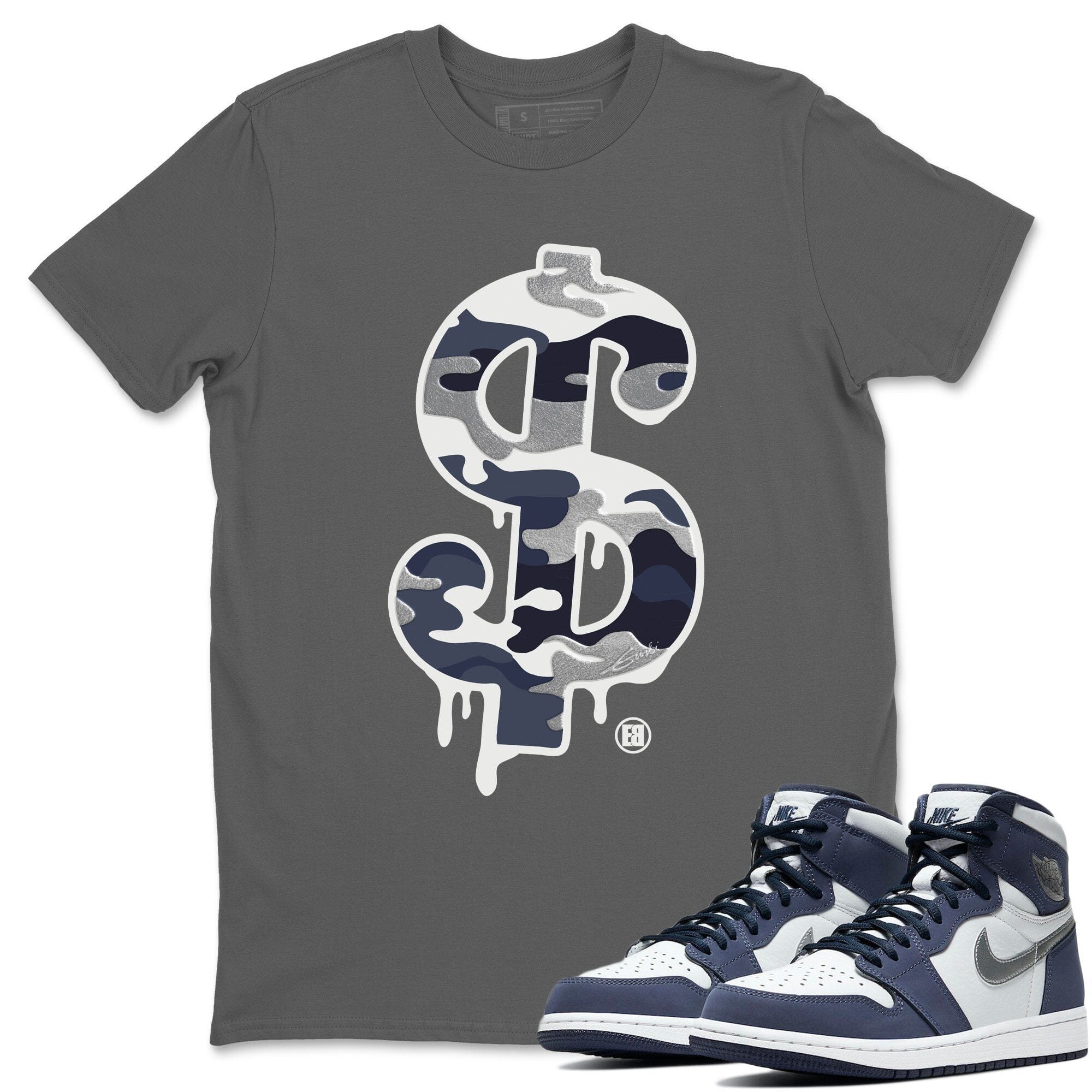 Dollar Camo Unisex Tops - Air Jordan 1 Midnight Navy