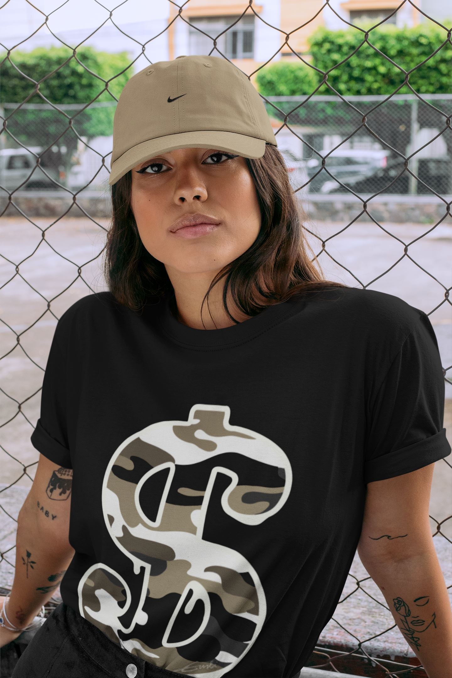 Dollar Camo Unisex Tops - Air Jordan 1 Dark Mocha