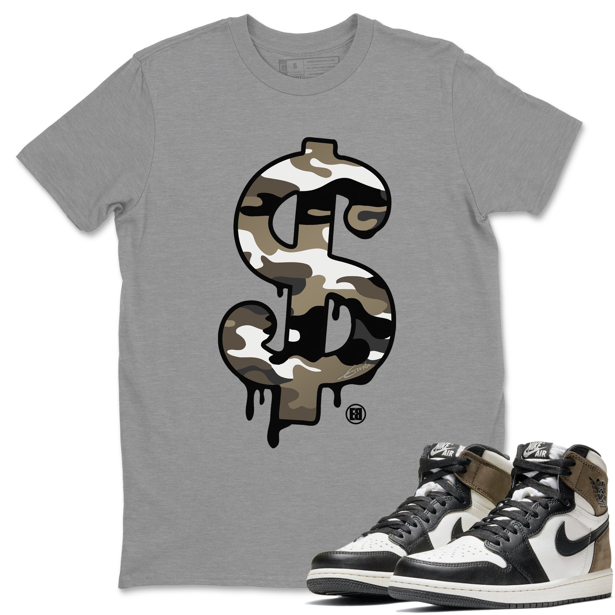 Dollar Camo Unisex Tops - Air Jordan 1 Dark Mocha