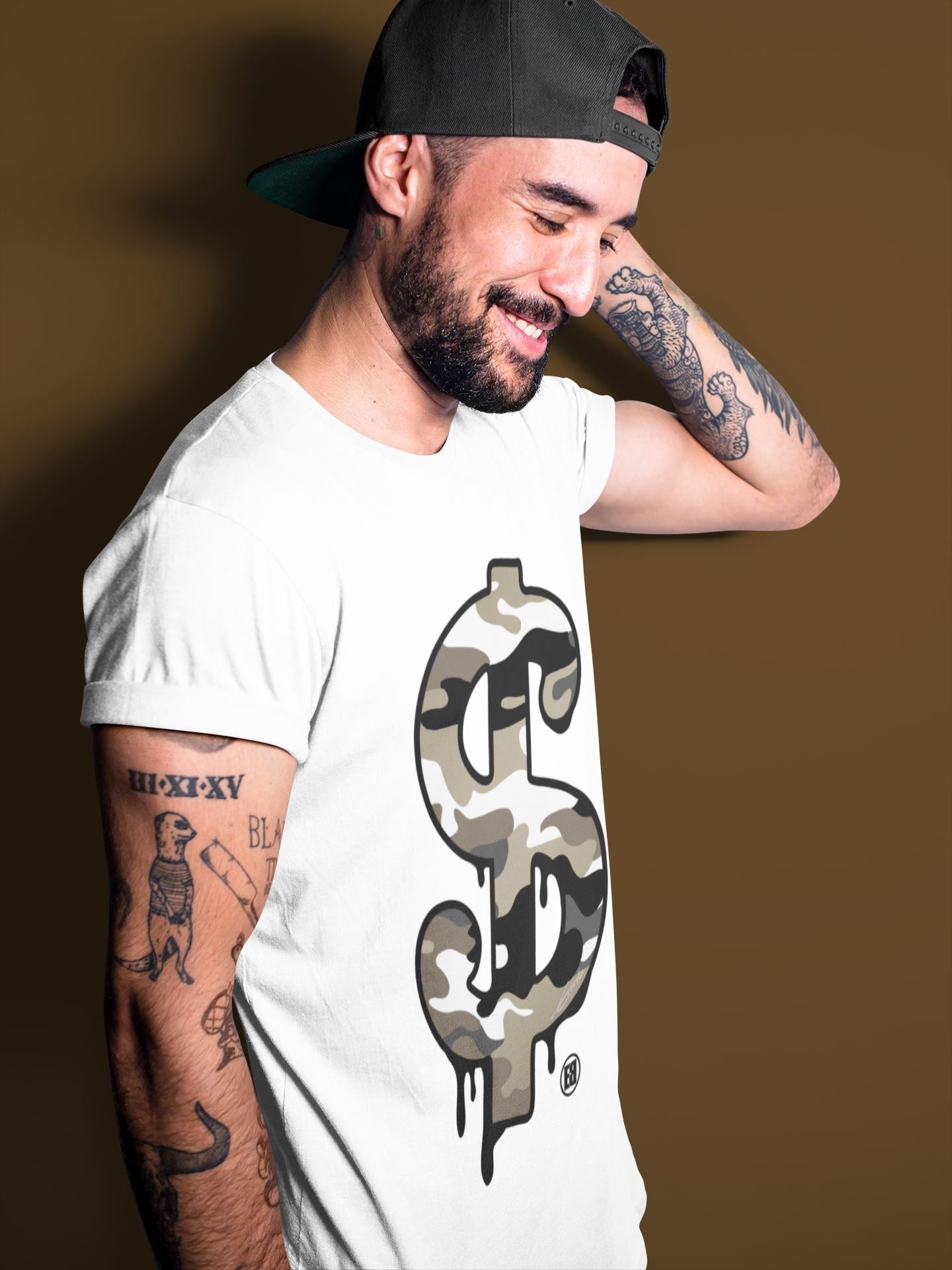 Dollar Camo Unisex Tops - Air Jordan 1 Dark Mocha