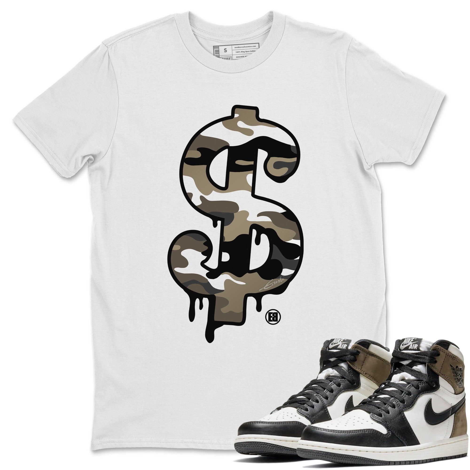 Dollar Camo Unisex Tops - Air Jordan 1 Dark Mocha