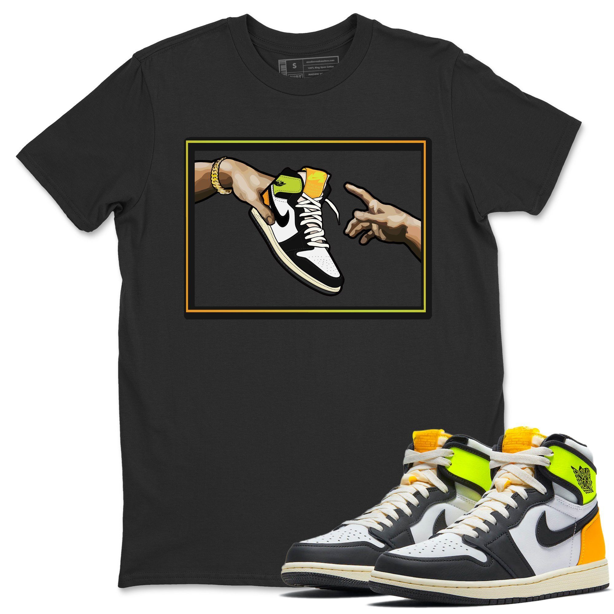 Adam's Creation Unisex Tops - Air Jordan 1 Volt Gold