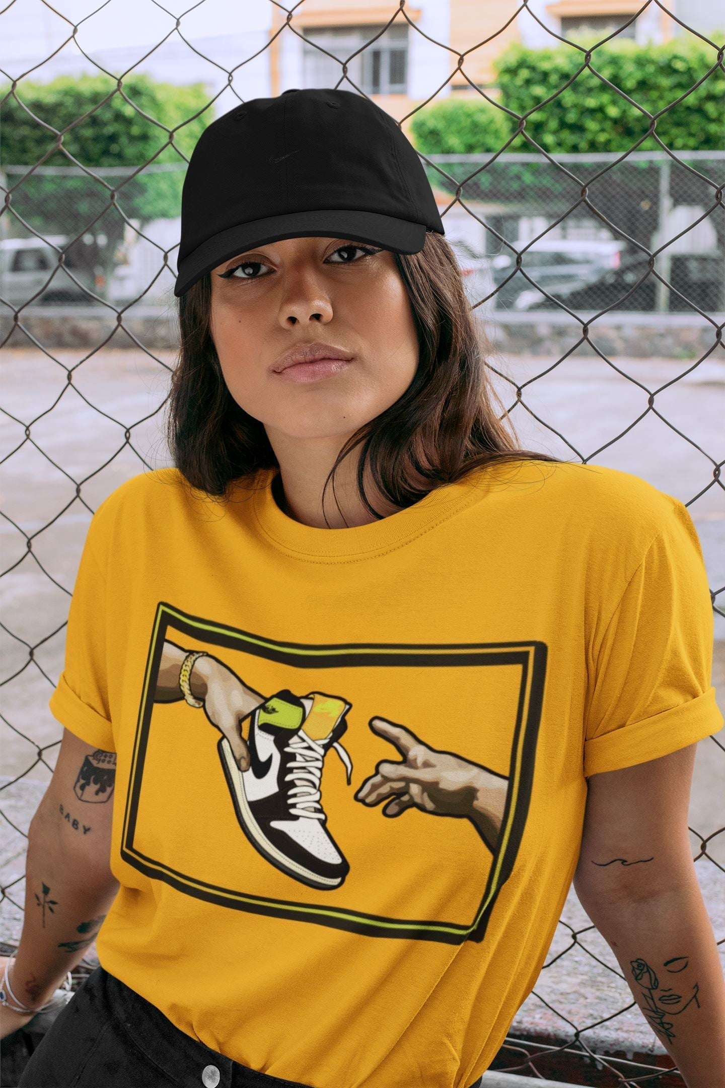 Adam's Creation Unisex Tops - Air Jordan 1 Volt Gold