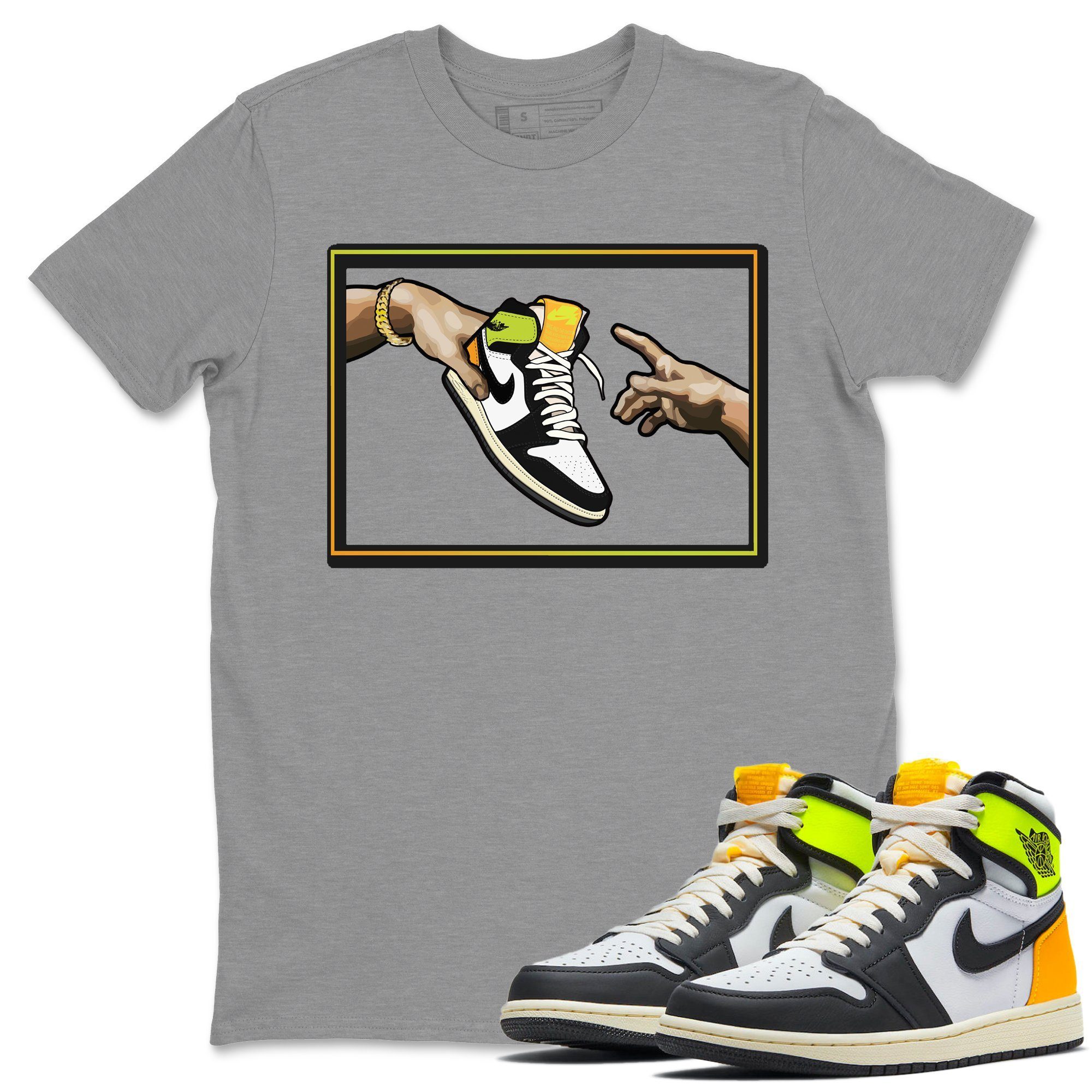 Adam's Creation Unisex Tops - Air Jordan 1 Volt Gold